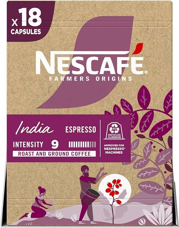 Café em Cápsula Nescafé Farmers Origins India - compatível máquina Nespresso, 18 cápsulas 44g