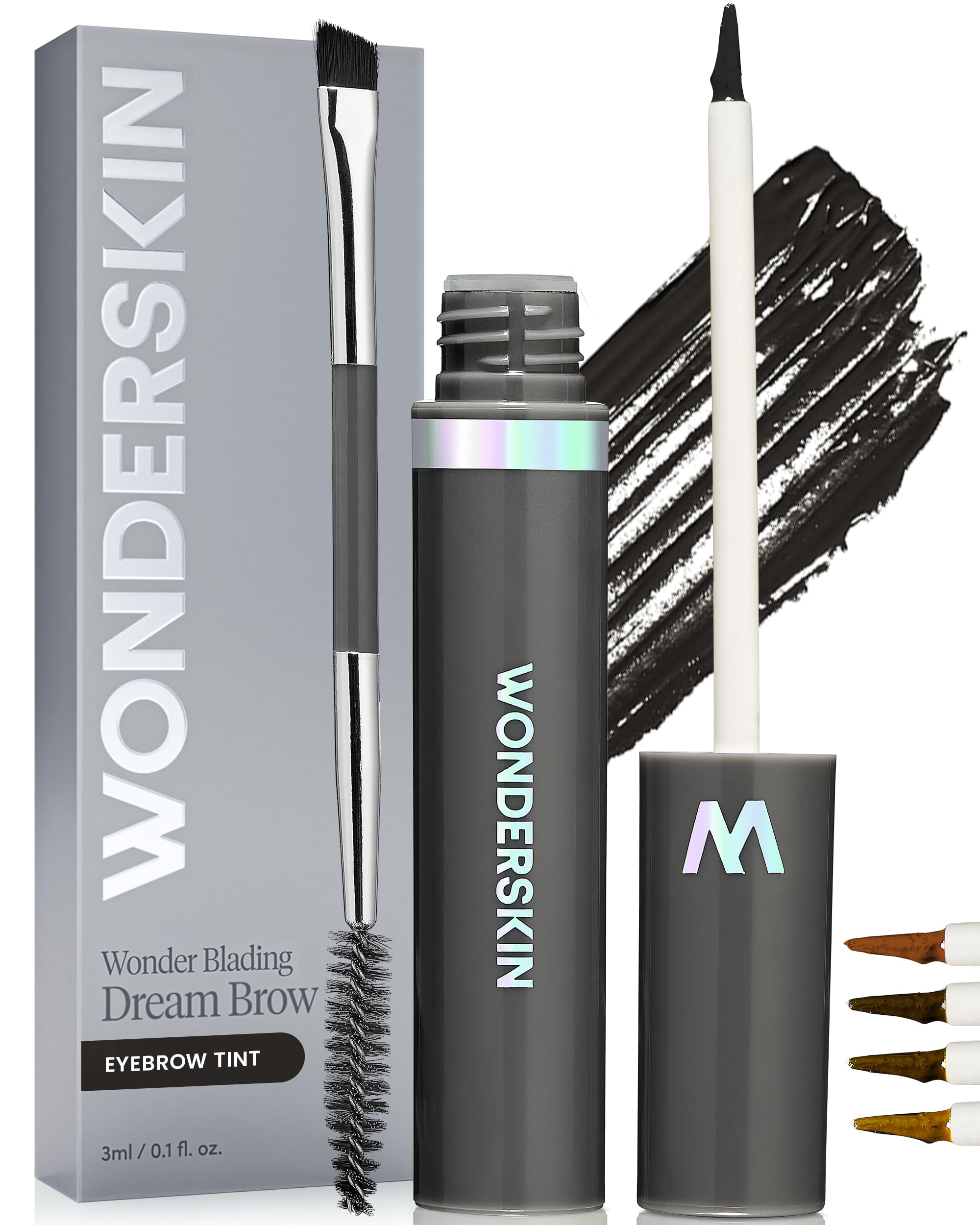 Wonderskin Dream Brow Eye Brow Gel, Long Lasting Eyebrow Gel, Water-resistant, Transfer Proof Tinted Filler Eyebrow Mascara (Black)