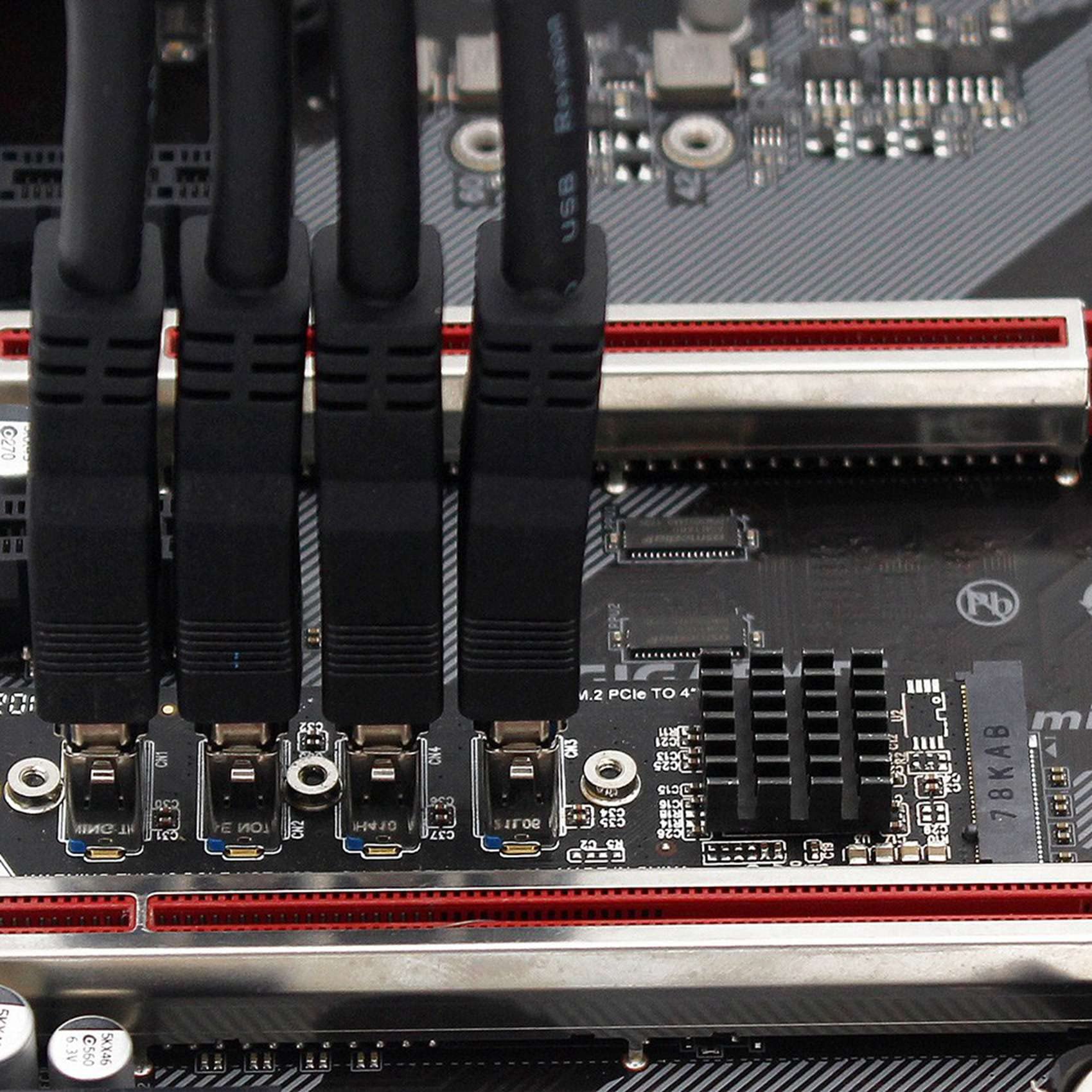 Lot de 3 cartes d'extension M.2 M-Key PCie M.2 vers Pci-E X1 4 ports USB 3.0 pour carte graphique ASM1184E M.2
