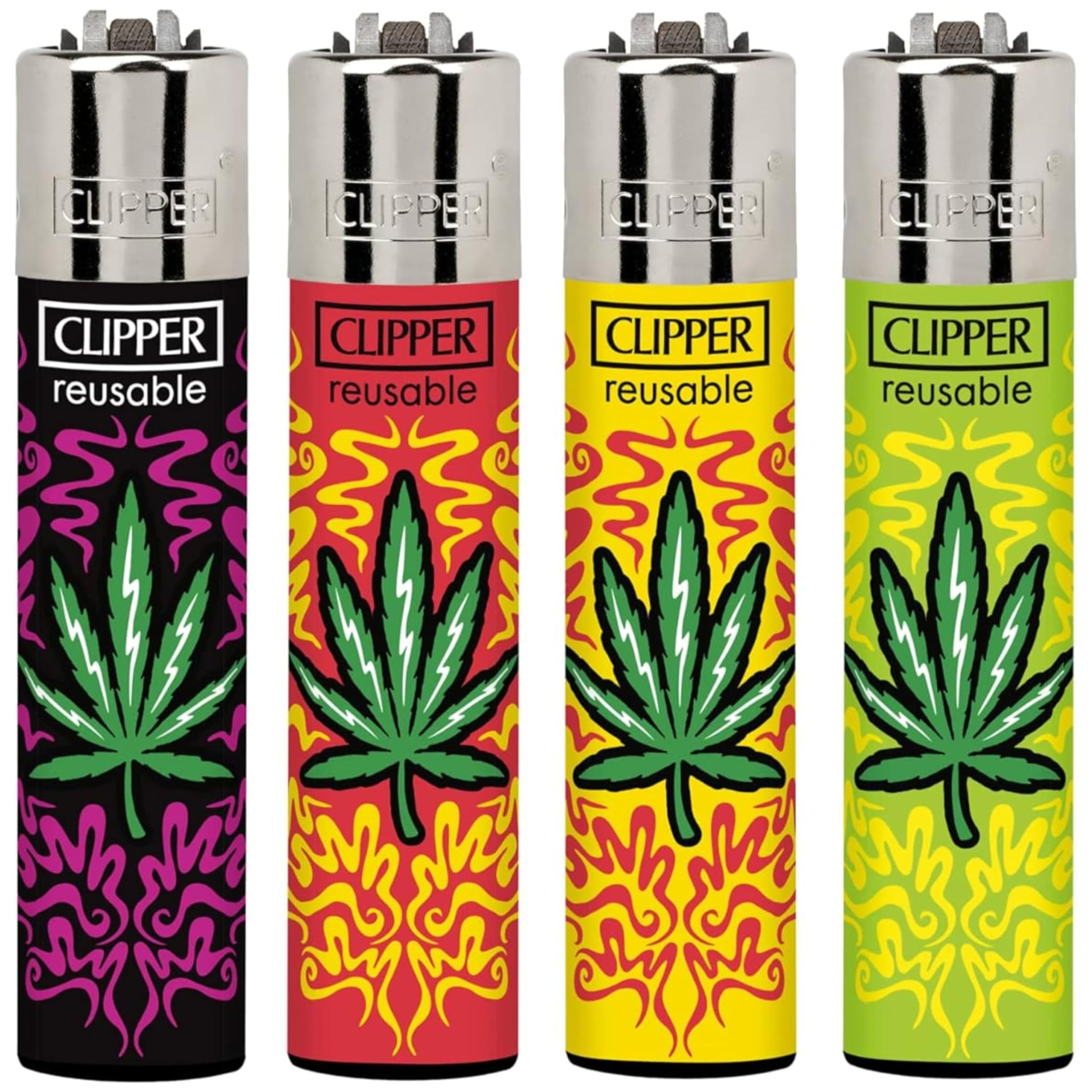 4 x Clipper Lighter Set Gas Refillable Windproof Lighters Standarad Size Replaceable Flint Rare Limited Edition (Planet Flowers 1) — view 18