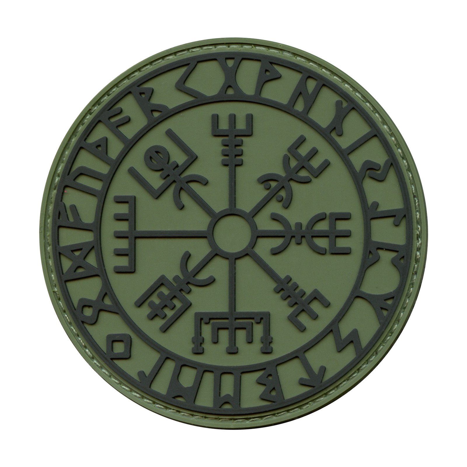 LEGEEON Olive Drab OD Green Vegvisir Viking Compass Norse Rune Morale Tactical PVC Rubber Hook&Loop Patch-image-13