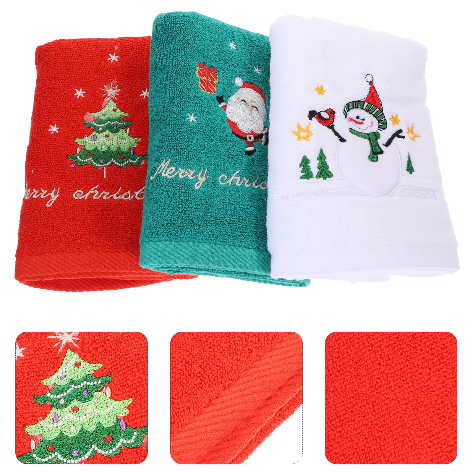 PLAFOPE 3 Toallas de Mano Varios Estilos de Algodón Navideñas Absorbentes y Transpirables en Diseño Aleatorio para Lavado Facial y Uso Doméstico Varios Estilos