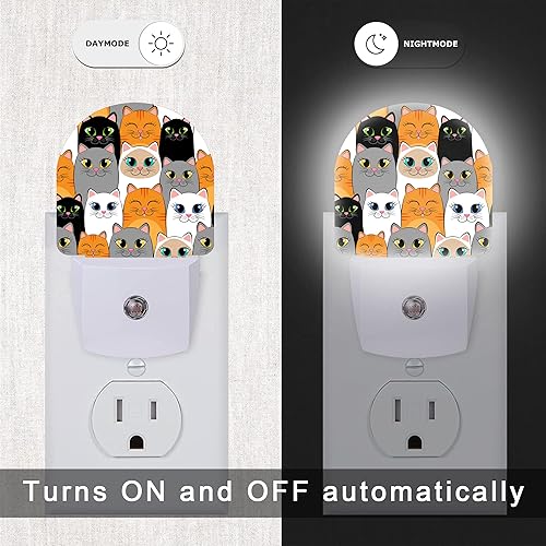 Miniatura 4 de Luz nocturna para gatos, lindas luces nocturnas de gato enchufables a la pared, lámpara LED con sensor de atardecer a amanecer, 0.5 W para niños,