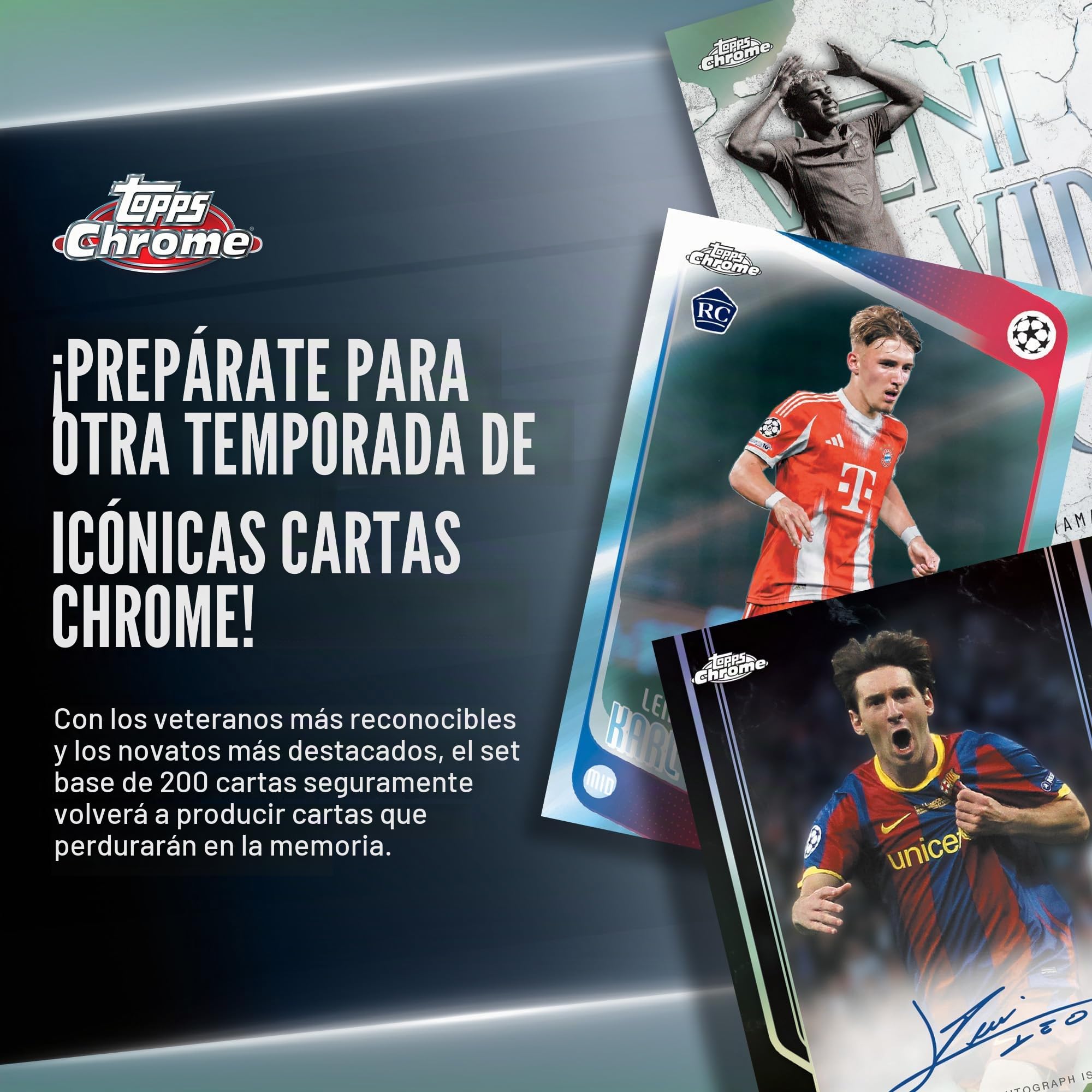 2025-26 Topps Chrome UEFA Club, competiciones de fútbol, sellado de fábrica, caja mega