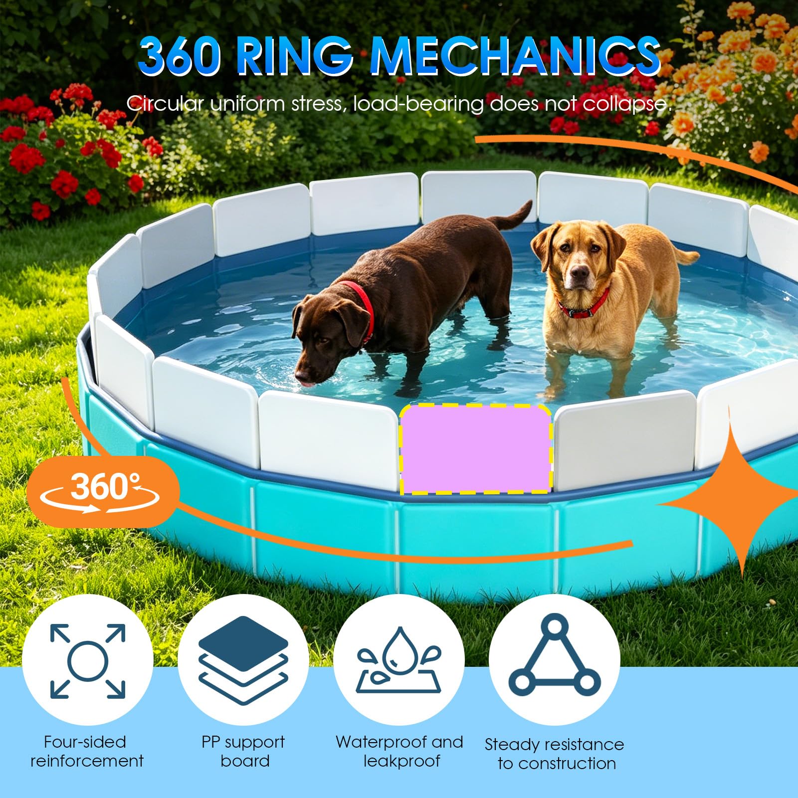 HAIKE Piscine pliable pour chien, baignoire pliable pour animaux de compagnie, pataugeoire portable pour chiens de petite, moyenne et grande taille, chats et enfants, piscine intérieure ou extérieure