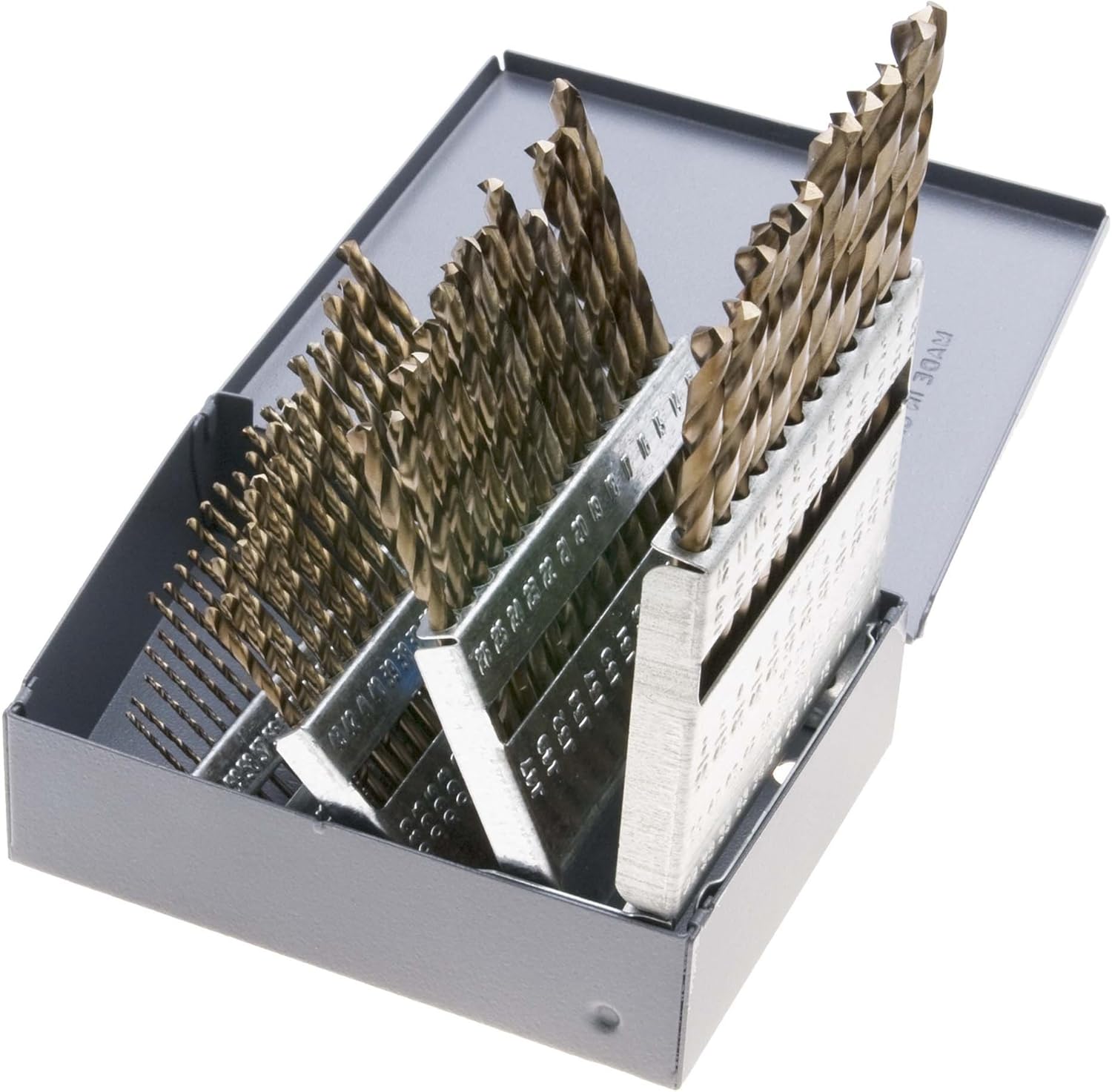 1/16-1/4" by 64ths VME Cobalt Jobber Drill Bit Set in Metal Case