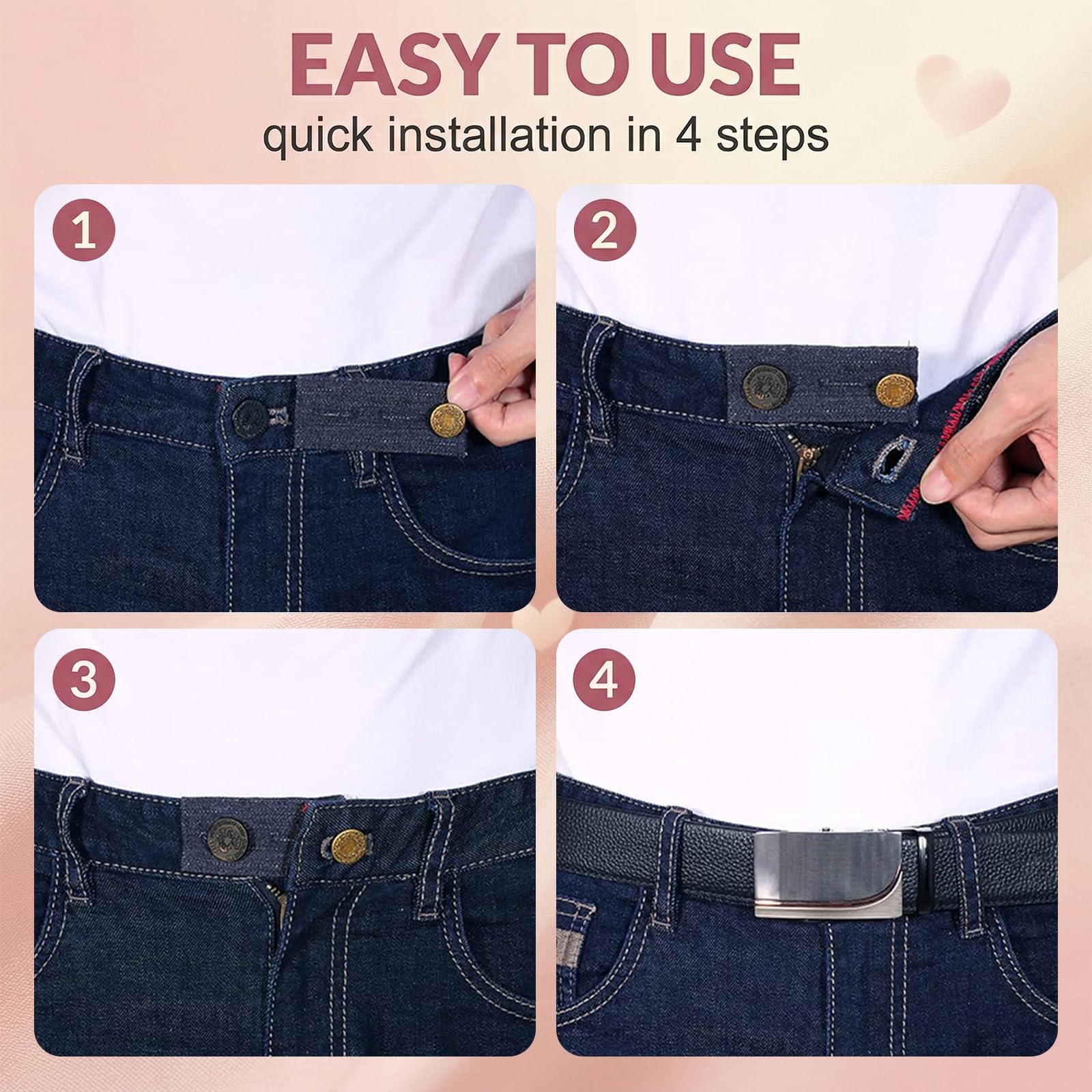 GWEOR 8 Pcs Extensores de Pantalones de Cintura,Ajustables Botones,Extensor Pantalon Embarazada,Apto para mujeres embarazadas — view 4