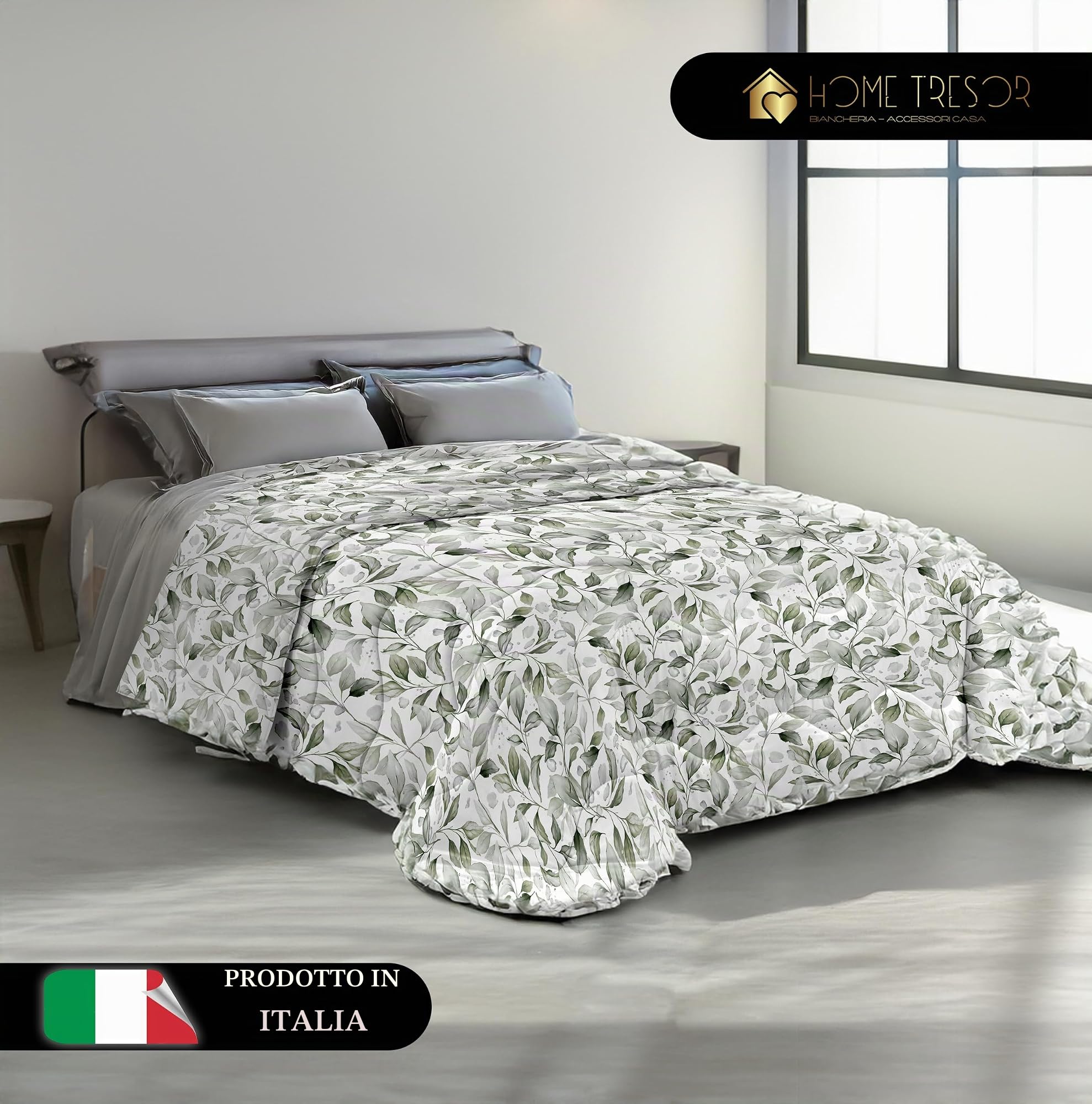 Piumone Invernale Made in Italy, Piumino Calore d’Inverno Morbido e Soffice, Microfibra Anallergica, Trapunta Stampata Duck Friendly Facile Lavaggio GIOIA - Matrimoniale 260*260 cm, Floreale 60