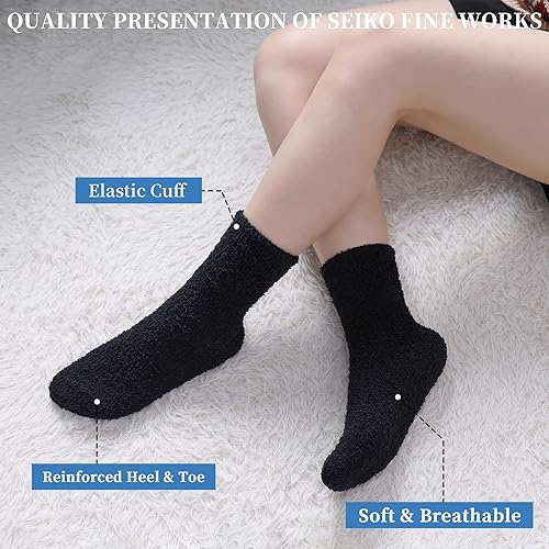 Miniatura 2 de SDBING Calcetines mullidos para mujer, suaves y esponjosos, calcetines para dormir en casa, calcetines cálidos y acogedores, 6 o 5 pares