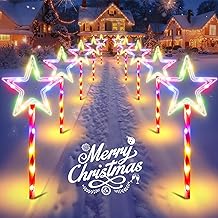 10 Pack Christmas Decorations Outdoor Solar Candy Lights, Multicolor Solar Lights with USB Charge, 10 Modes Waterproof Lights with 150 LEDs, Outdoor Christmas Decoration for Yard Path