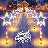 10 Pack Christmas Decorations Outdoor Solar Candy Lights, Multicolor Solar Lights with USB Charge, 10 Modes Waterproof Lights with 150 LEDs, Outdoor Christmas Decoration for Yard Path