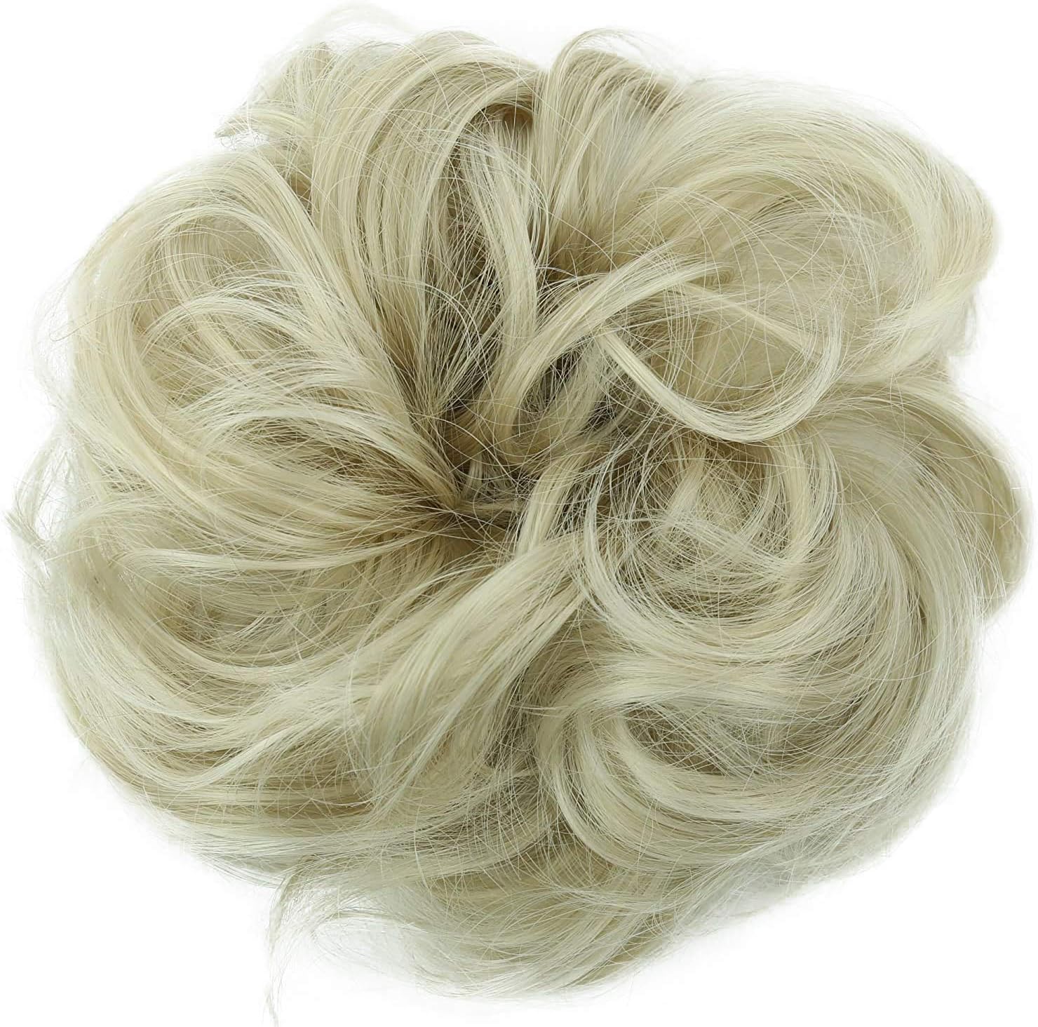 CAISHA Messy Scrunchie Bun Voluminous Wavy Hairpiece Heat-resistant Synthetic Fibres Light Blonde G14A - Image 3