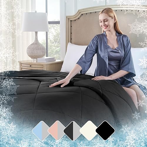 UNIKOME Edredón refrescante de doble cara tamaño King, manta refrescante ligera de verano de lujo para sudores nocturnos y personas que duermen con