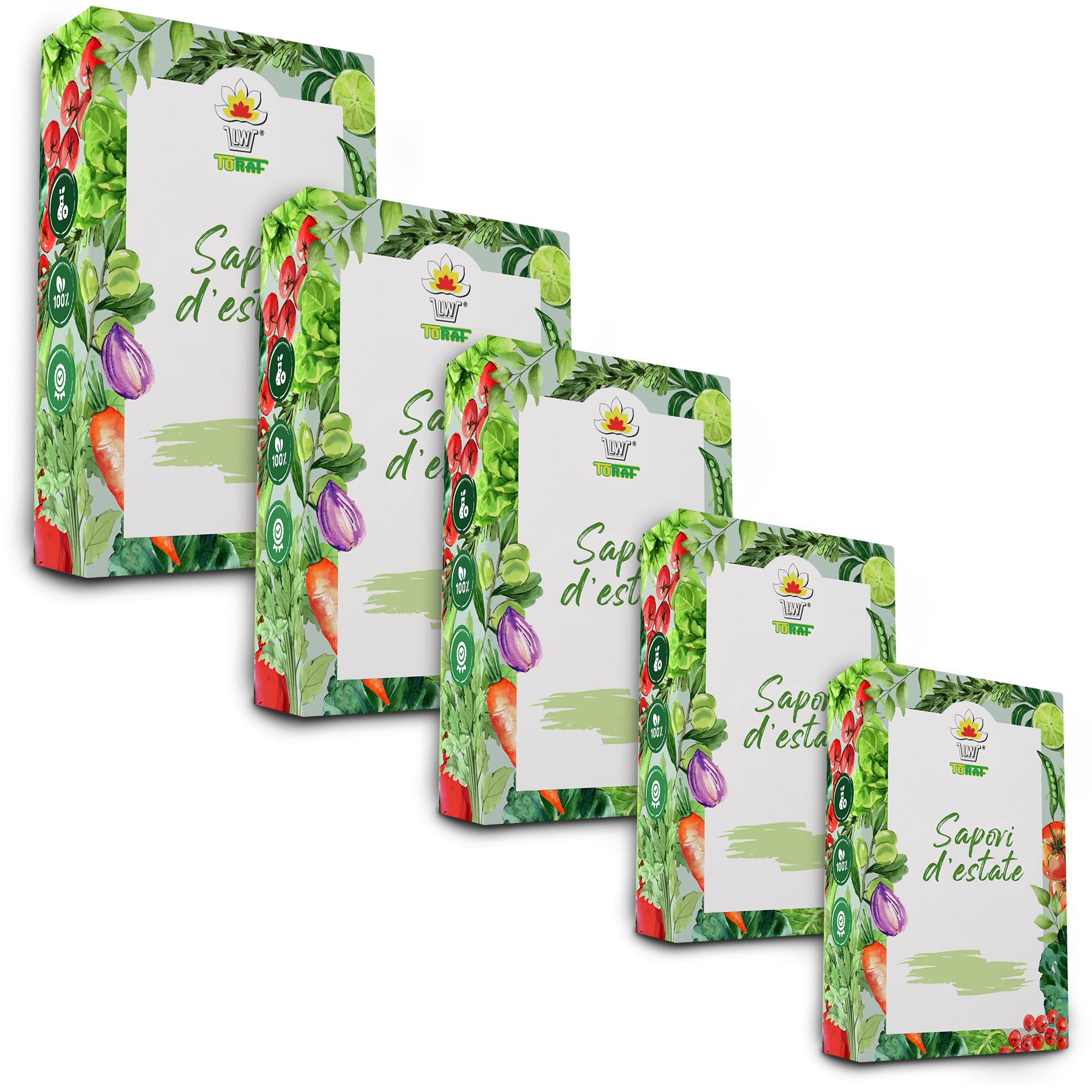 TORAF Set di semi di ortaggi 5x 9pack, kit di semi da orto, semi biologici per cucina, balcone e giardino, carota, prezzemolo, ravanello, barbabietola, spinaci e altri, coltivazione propria