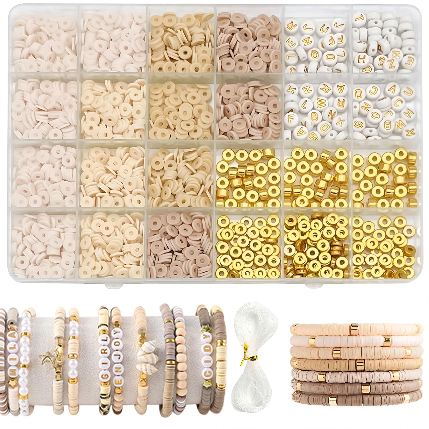 Belugsin Set de Perles Plates pour Bracelet 3000 Pièces - Perles D'argile, Heishi, Polymère pour DIY Collier - Cadeaux pour Fille Belugsin Set de Perles Plates pour Bracelet 3000 Pièces - Perles D'argile, Heishi, Polymère pour DIY Collier - Cadeaux pour Fille