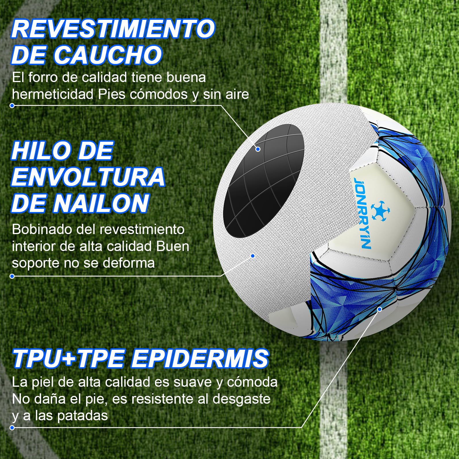 JONRRYIN Balón de Fútbol Iluminado Fluorescente Tamaño 5 para Entrenamiento y Juegos
