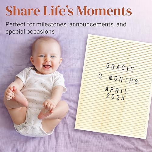 Miniatura 5 de Stiles Juego de letreros de madera de 12 x 16 pulgadas, con 340 letras, números y símbolos de plástico, tablero de mensajes de madera intercambiable