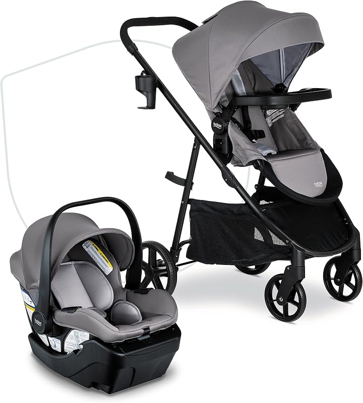 Willow Brook Travel System With Aspen Base — Graphite Glacier | Car Seat Stroller Combo; Brook Stroller & Willow Infant Car Seat; ClickTight Technology & RightSize System; Child Tray