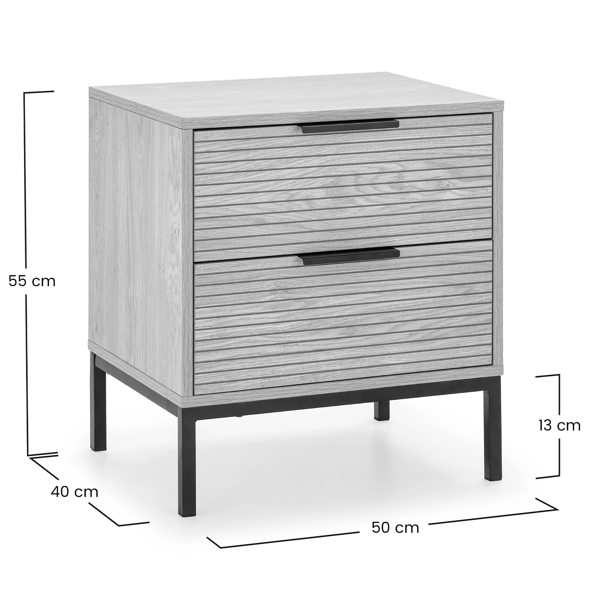 HOMN LIVING Mesita de Noche Mónica 2 cajones Color Madera, 50 cm (Ancho) 40 cm (Profundo) 55 cm (Altura)