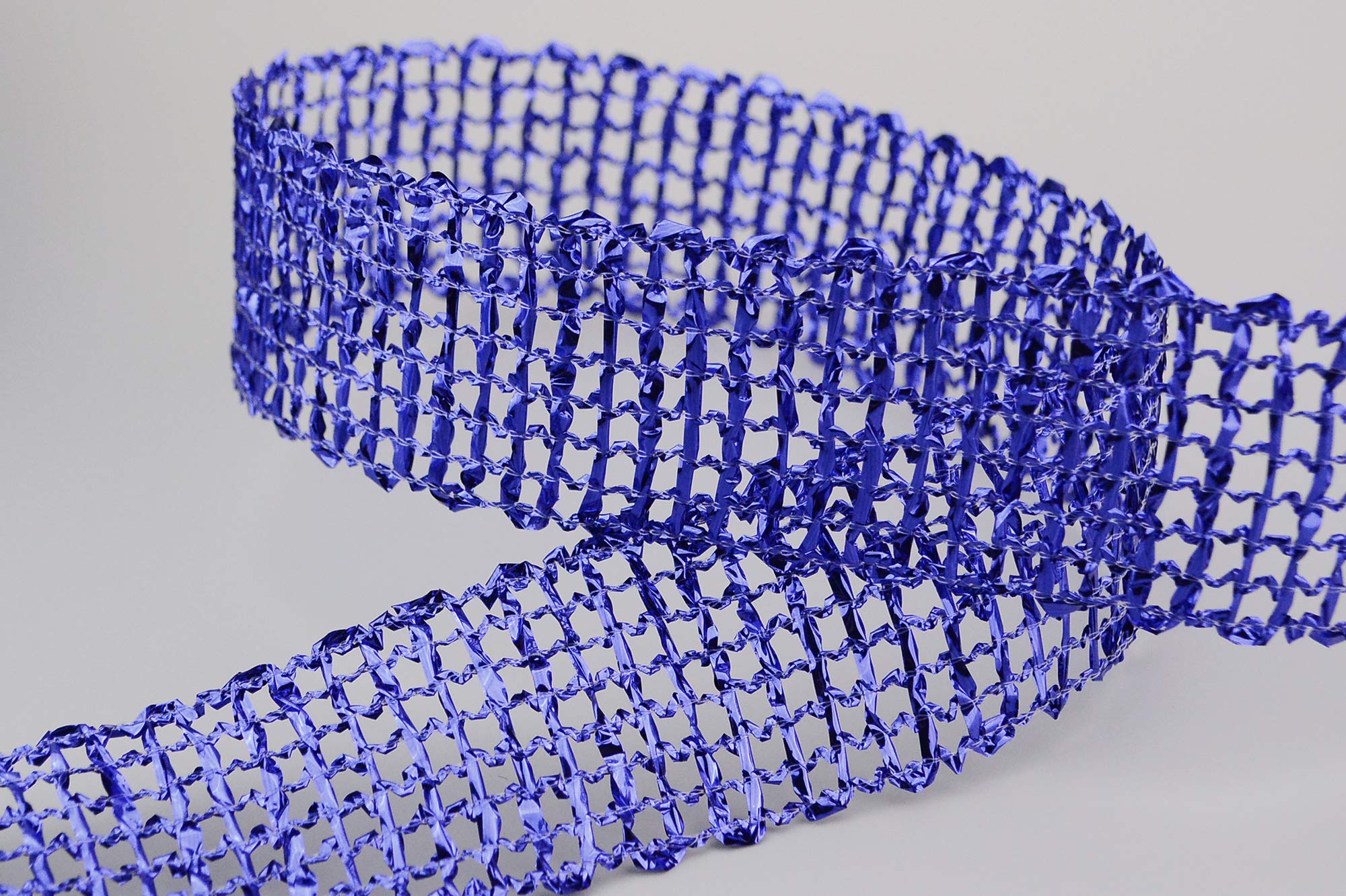 finemark 25 m x 50 mm Decorative Ribbon Glossy Grid Blue Dark Blue Gift Ribbon Checked Grid Ribbon Mesh Ribbon Decoration Shiny Metallic for Crafts Decorating Christmas Advent Party - Image 4