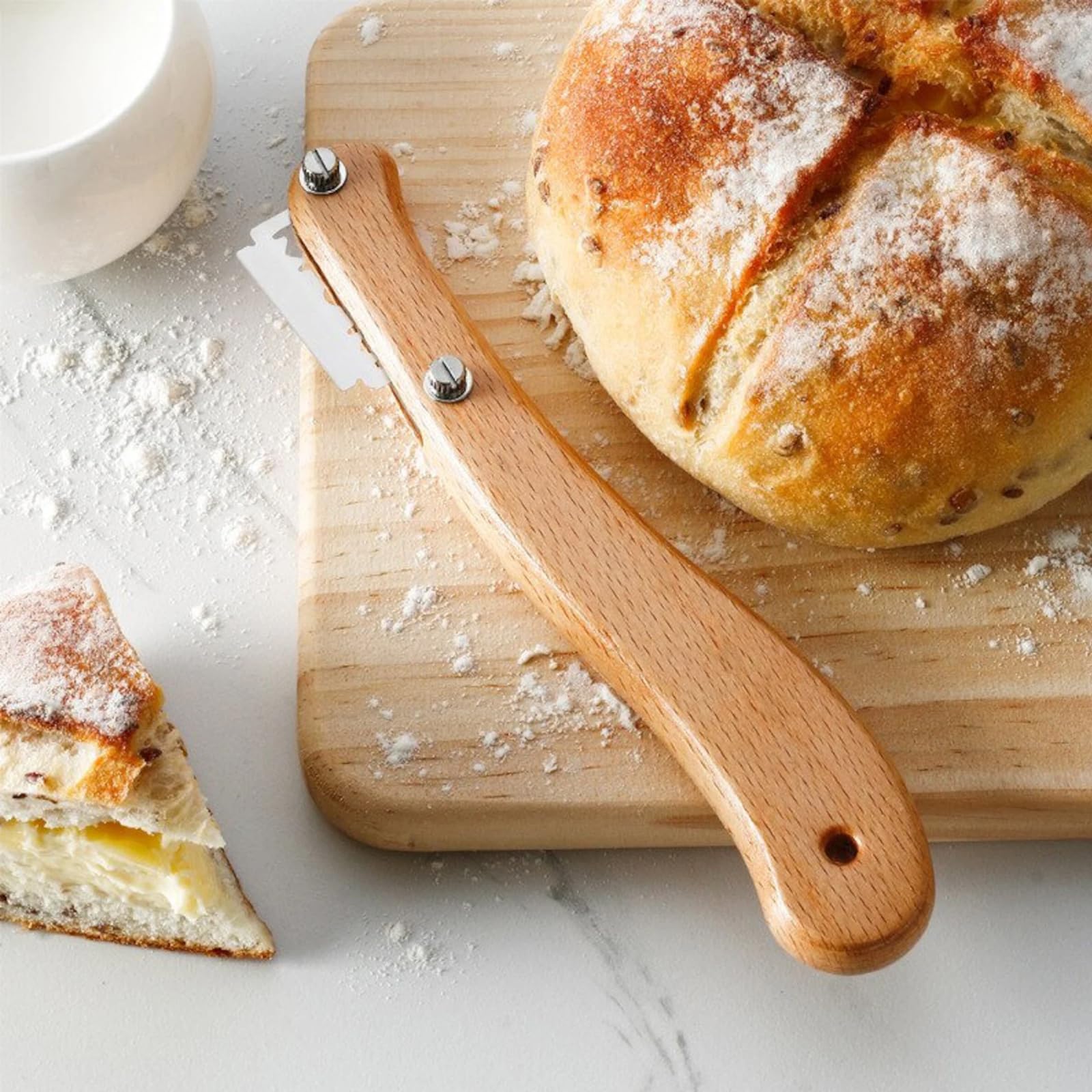 Cuchillo de Panadero, Cuchillo para Masa Pan, Herramienta de Corte de Pan, Cuchilla Panadero Greñar Pan, Cojo de Puntuación de Pan, con 5 Cuchillas de Repuesto, para Tallar Pan de Masa, Hornear Pan
