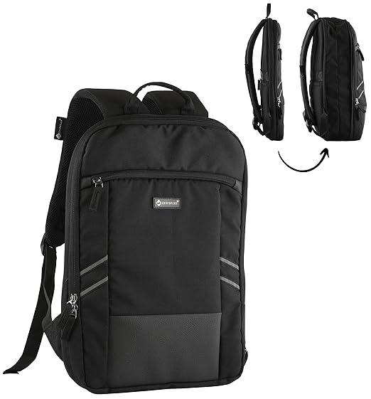 SHOPOFLUX Expandable Laptop Backpack For 15, 15.6, 16 Inch Laptops And Tablet - Slim & Expandable Laptop Backpack For Office Men Women - Black