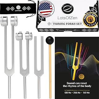 Tuning Forks for Healing (128Hz, 256Hz, 512Hz) — Body Weighted Tuning Forks Medical for Healing Chakra Set — Stress Relief Gift for Women — Tuning Fork Set Frequency Healing Devices