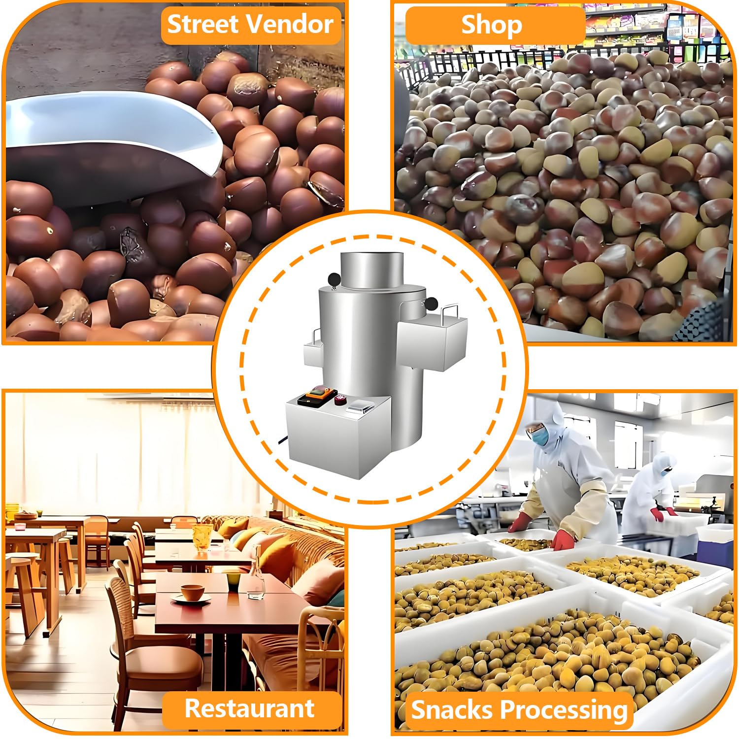 Pelapatate in Acciaio Inox, pelapatate Elettrico Professionale per Castagne, Senza danneggiare Le Castagne e Facile da Usare, per Castagne, sbuccia Rapidamente Le Castagne 14knives
