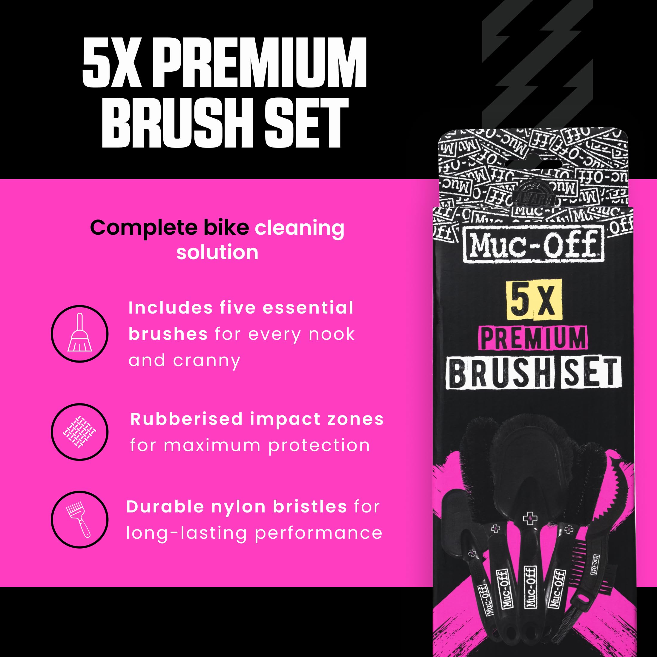 Muc Off 5 Piece Premium Kit Cleaning Brush One Size Grey