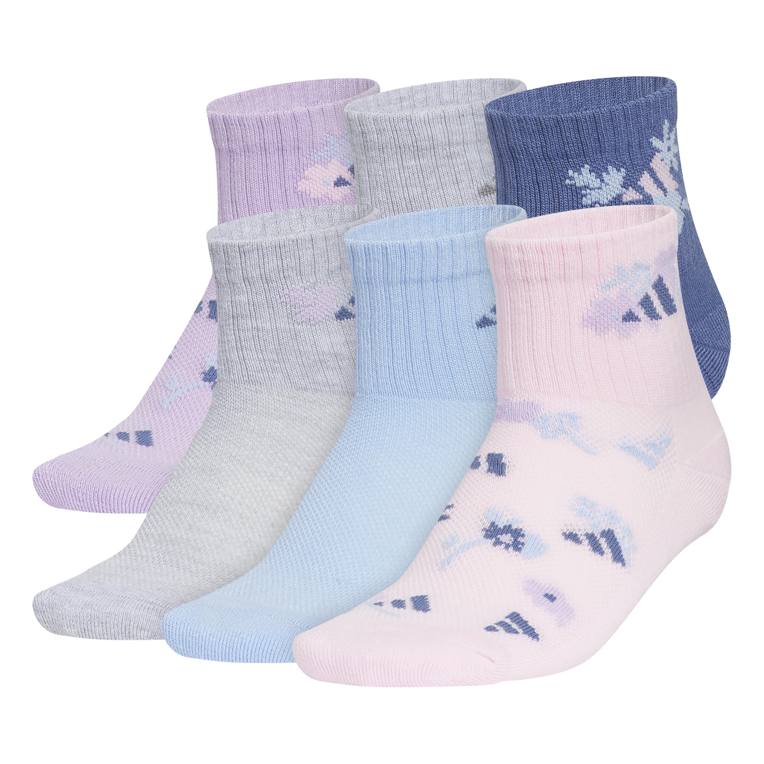 adidas Gepolsterte Socken für Mädchen, 6 Stück, Viertelviertelsocken (6 Stück)
