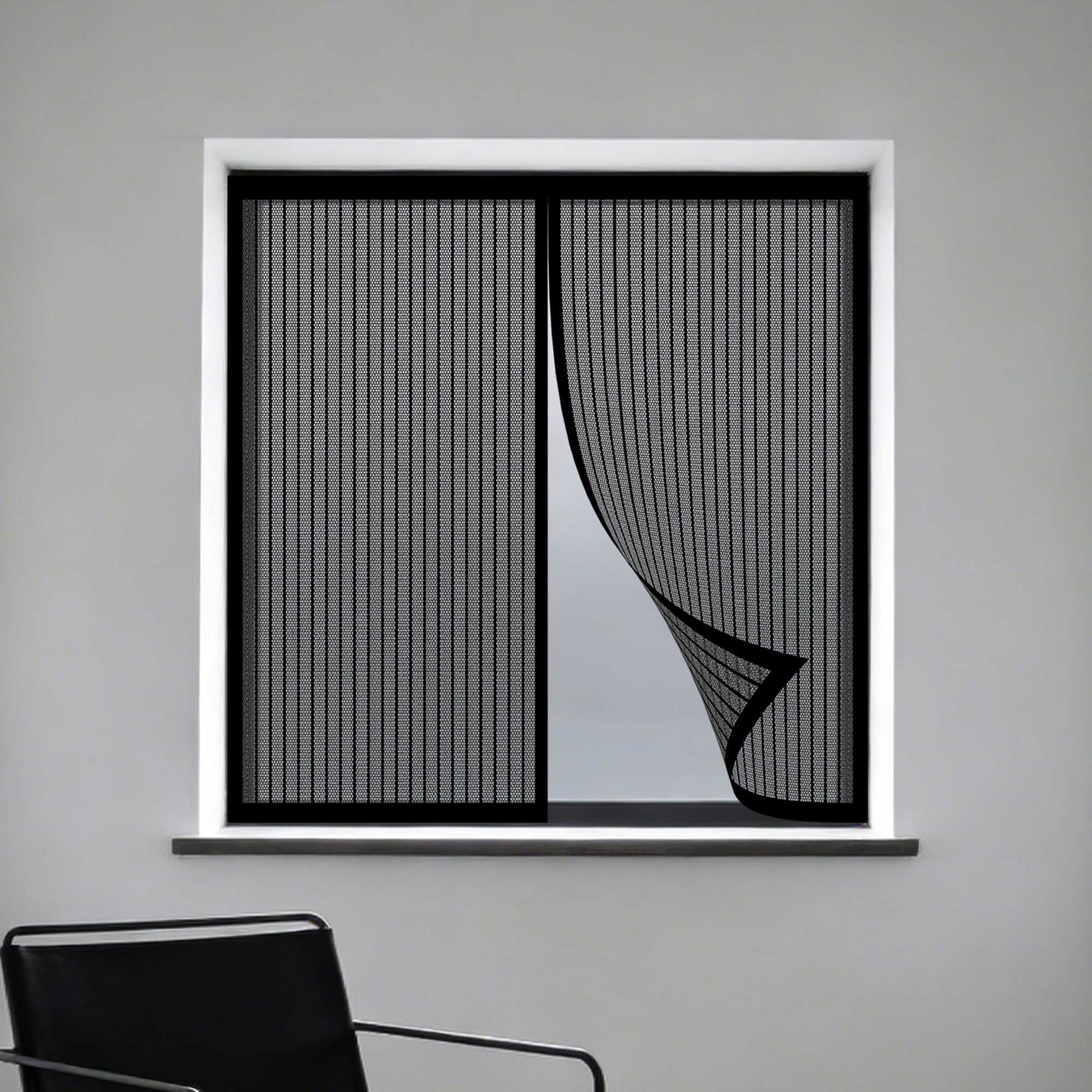 DIY Fly Screen Windows 135 x 115 cm Prevents Insects Flies Mosquitoes from Entering The Room Window Netting for Insects Easy Installation for Living Room Bedroom Offfice, Black