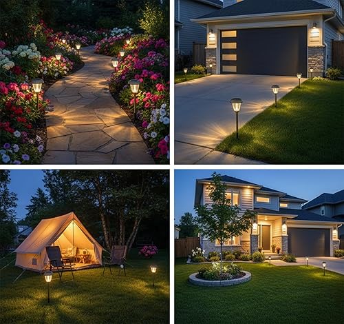 Miniatura 9 de XMCOSY+ Luces solares para exteriores 10/25 LM LED con 2 modos de iluminación, luces solares de jardín de vidrio y metal, IP65 impermeable