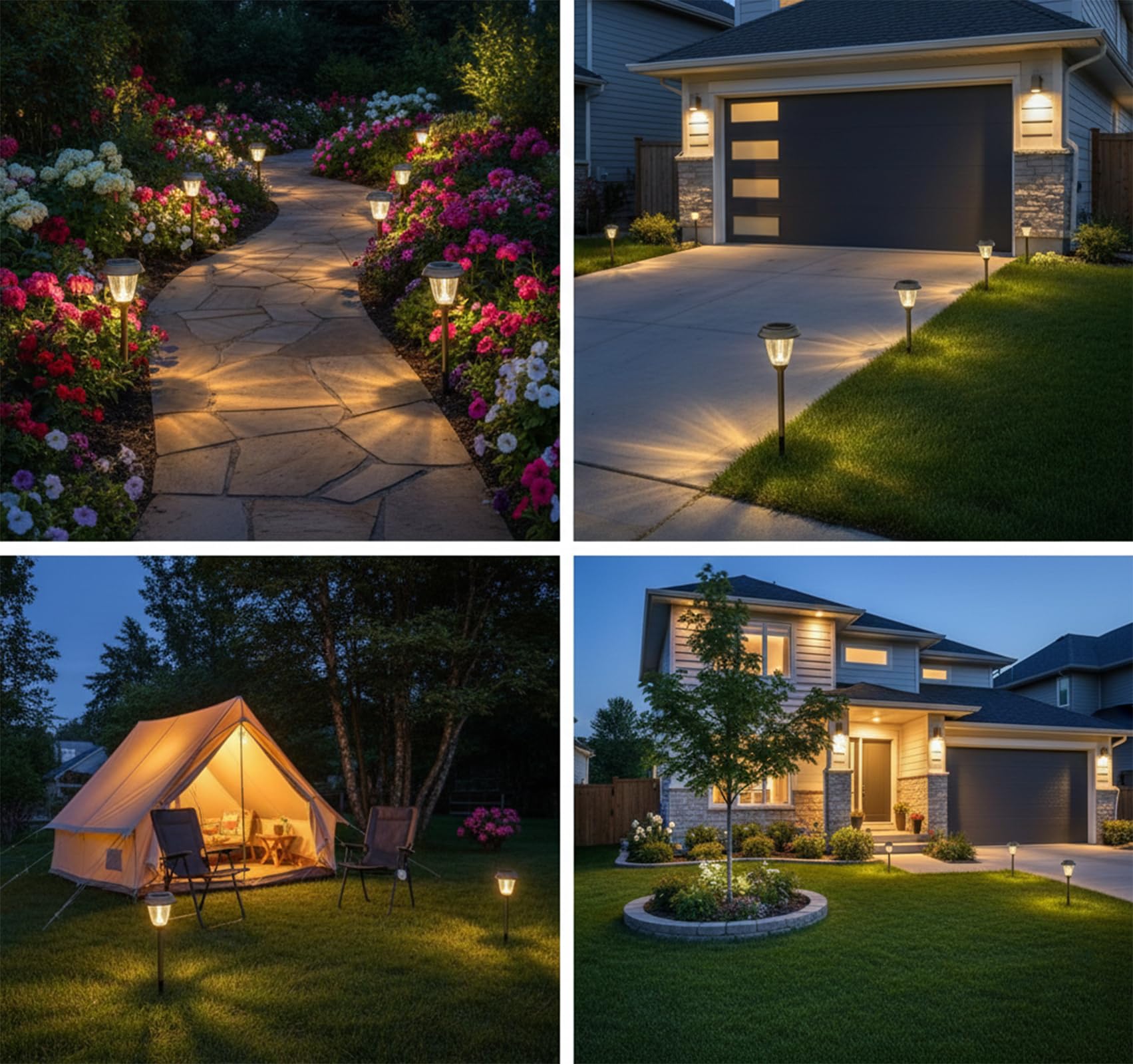 XMCOSY+ Solar-Wegeleuchten – 6 Stück Gartenleuchten Solar Powered Wasserdicht IP65, 10/25 LM Warmweiß LED Bubble Glass Auto On/Off, Solarleuchten Außen Dekorativ für Hofweg Auffahrt Gehweg Rasen