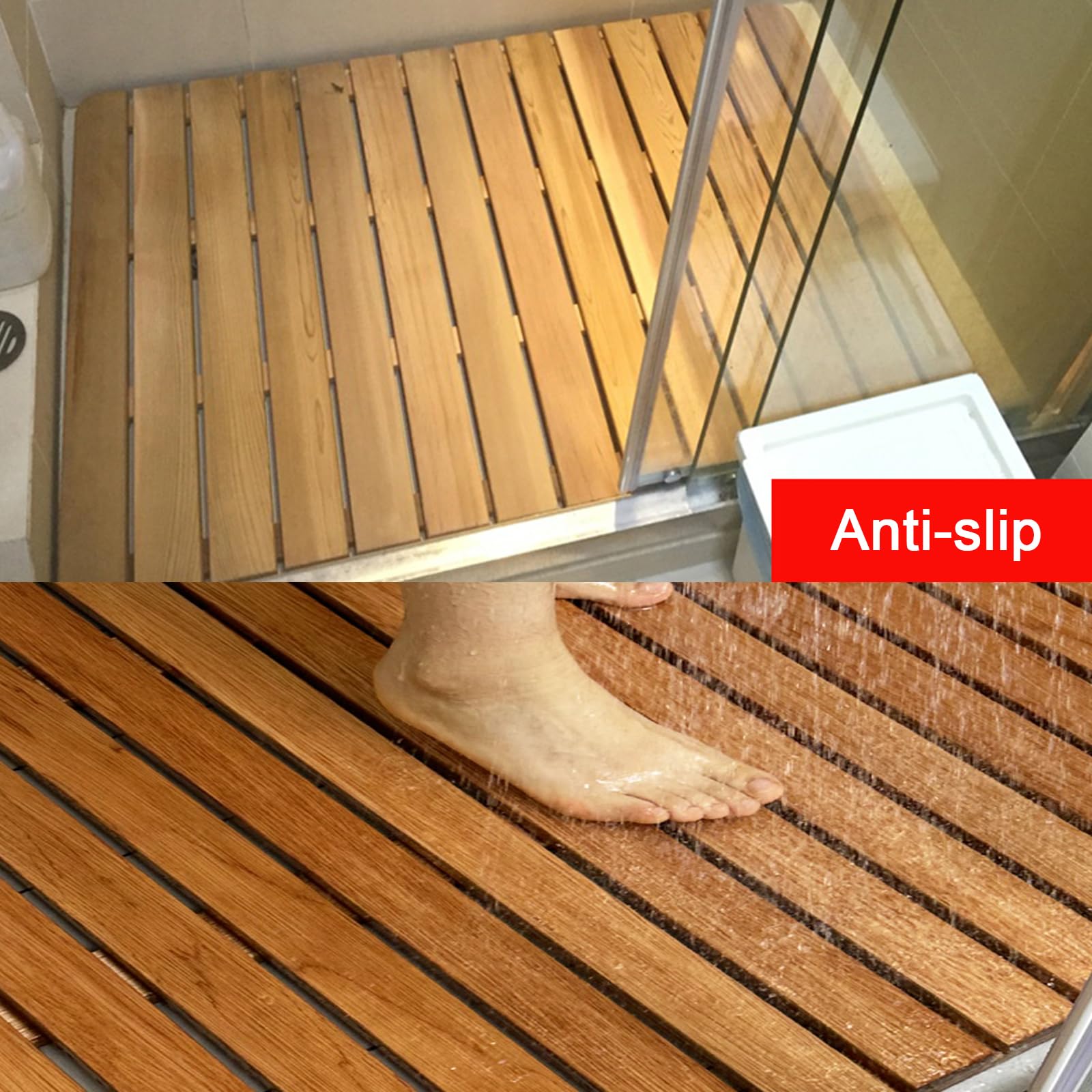 Alfombra de baño de bambú,Alfombra de baño de Madera,Felpudos de Madera para Inodoro,Alfombra de bañera Antideslizante,Alfombra de baño de bambú,Alfombra de Cocina,Alfombra de Ducha de bambú
