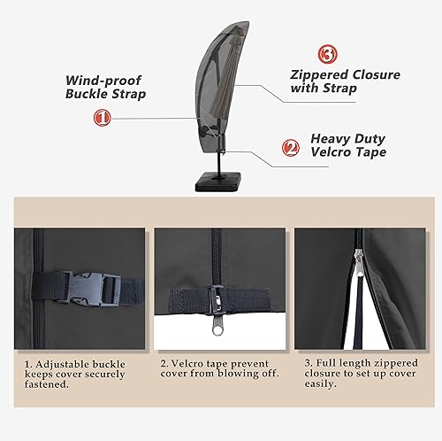 Miniatura 4 de Porch Shield Funda para Sombrilla de Patio - Cubierta Impermeable para Exteriores de Jardín para Sombrilla Offset Banana Parasol se Adapta a