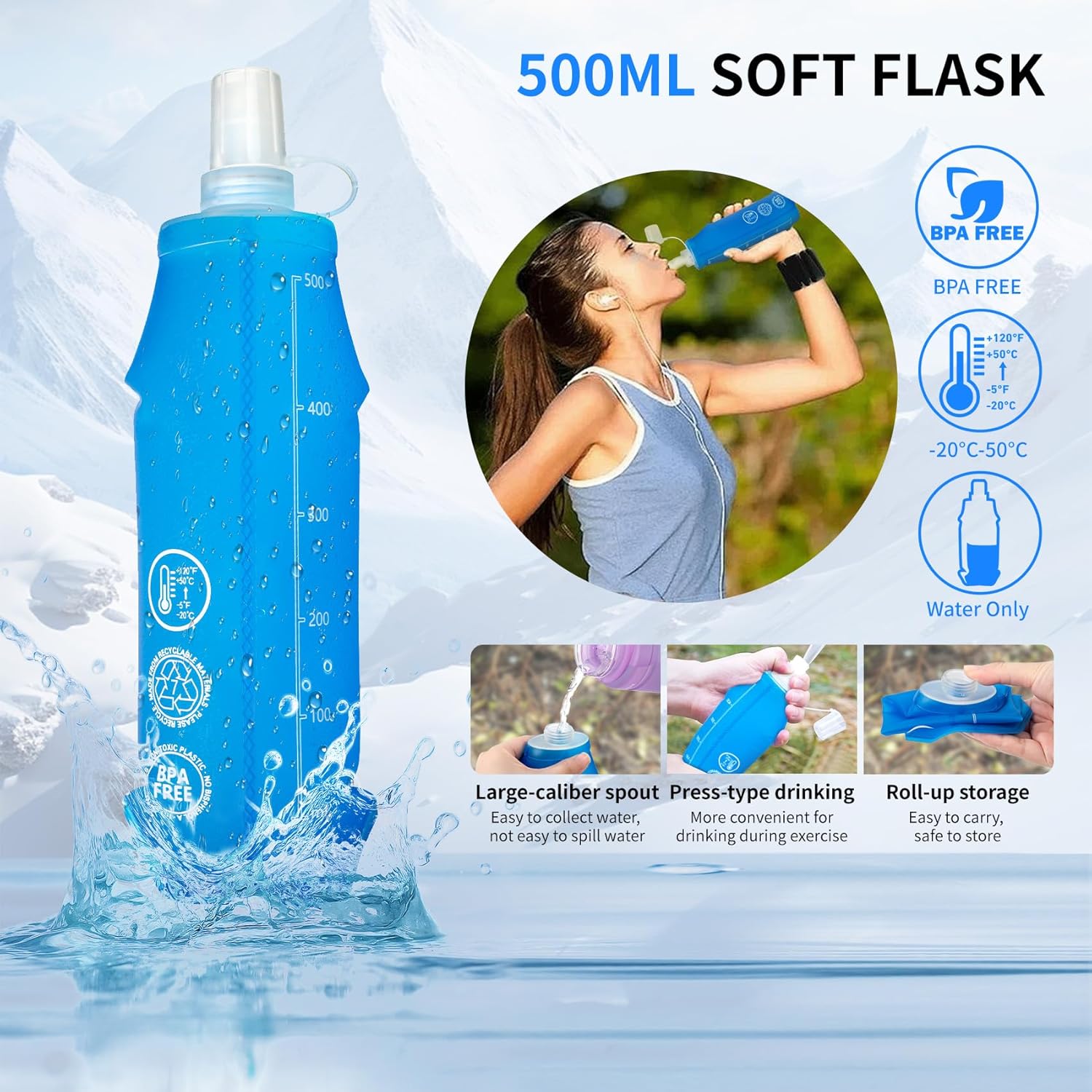 Hydration Running Vest for Women Men,Lightweight Breathable Reflective Hydration Pack with 500ml Water Bottle,Hydration Vest Pack Backpack for Hiking,Camping,Trail Running,Cycling,Race,Marathon - Image 6