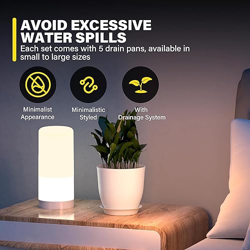 Miniatura 6 de iPower Macetas de plástico de 4.5 a 7.1 pulgadas, 5 piezas de macetas decorativas modernas para interiores con agujeros de drenaje y bandeja para