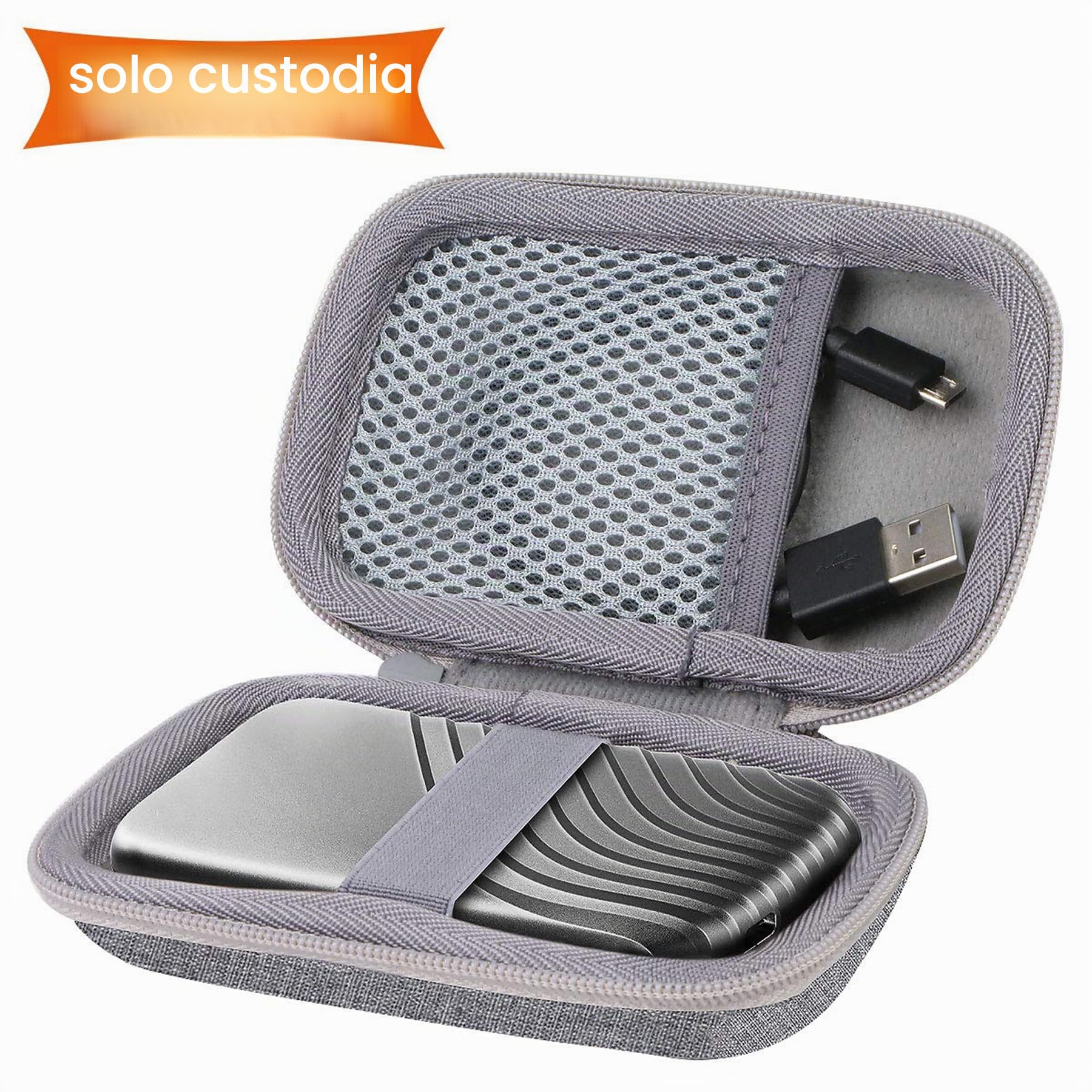 Borsa Custodia Rigida per Western Digital WD My Passport SSD Portatile 2020 di Aenllosi(color gris)
