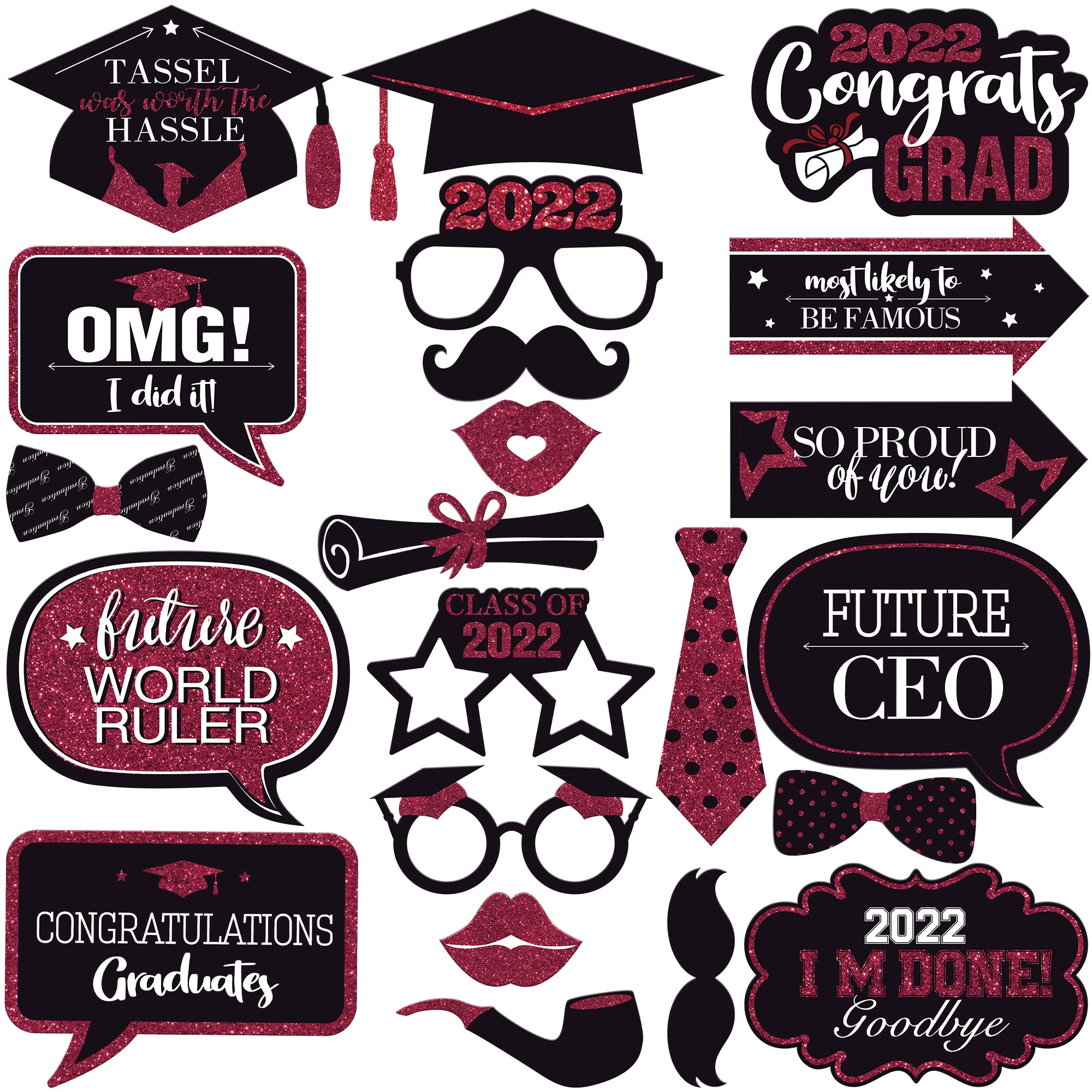 Buy Maroon Graduation Photo Booth Props 2022 Burdy Graduation Props