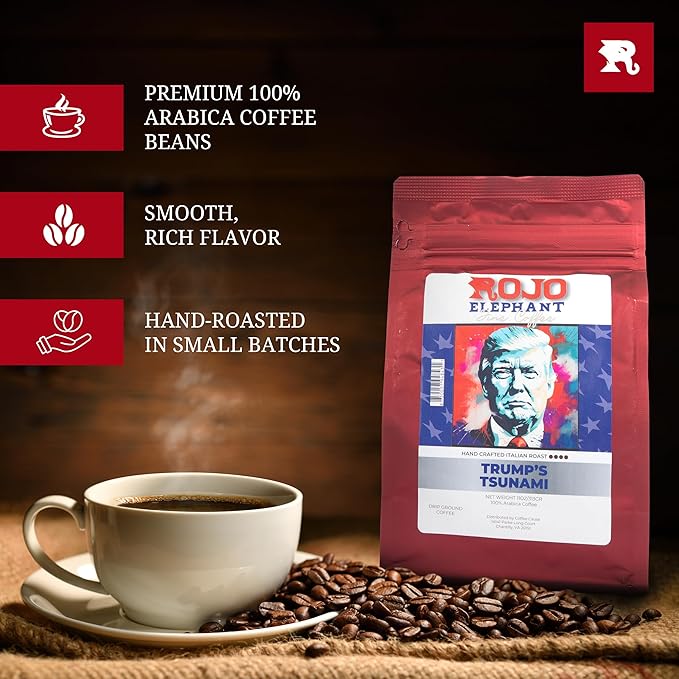 Café Molido Rojo Elephant Trump's Tsunami 100% Arábica 11 oz miniatura 4