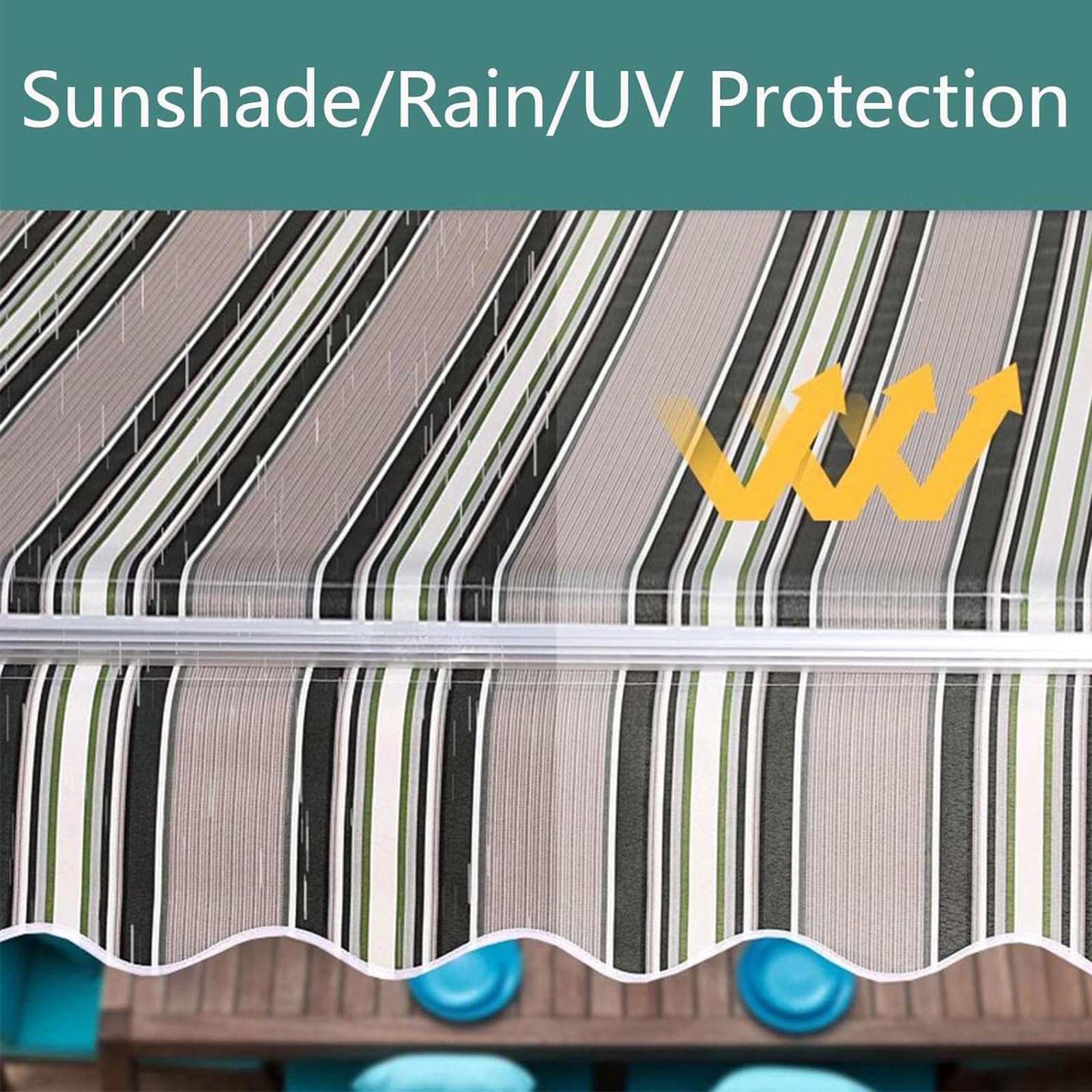 Tissu de rechange rétractable pour pare-soleil (sans cadre) – Housse d'extérieur enroulable 280 g 100 % polyester pour terrasse, jardin (3,5 x 1,5 m) – Protection UV résistante aux intempéries