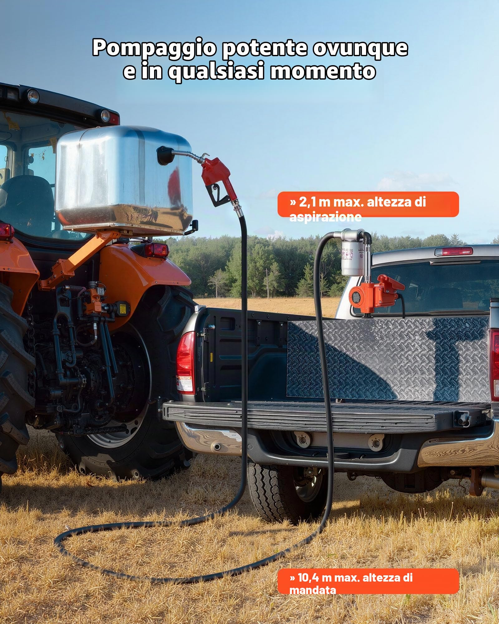 VEVOR Pompa di Trasferimento Carburante 12 V CC 10 GPM, Kit Pompa di Estrazione per Trasferimento Diesel Portatile con Ugello di Spegnimento Automatico, Tubo di Scarico, Antideflagrante