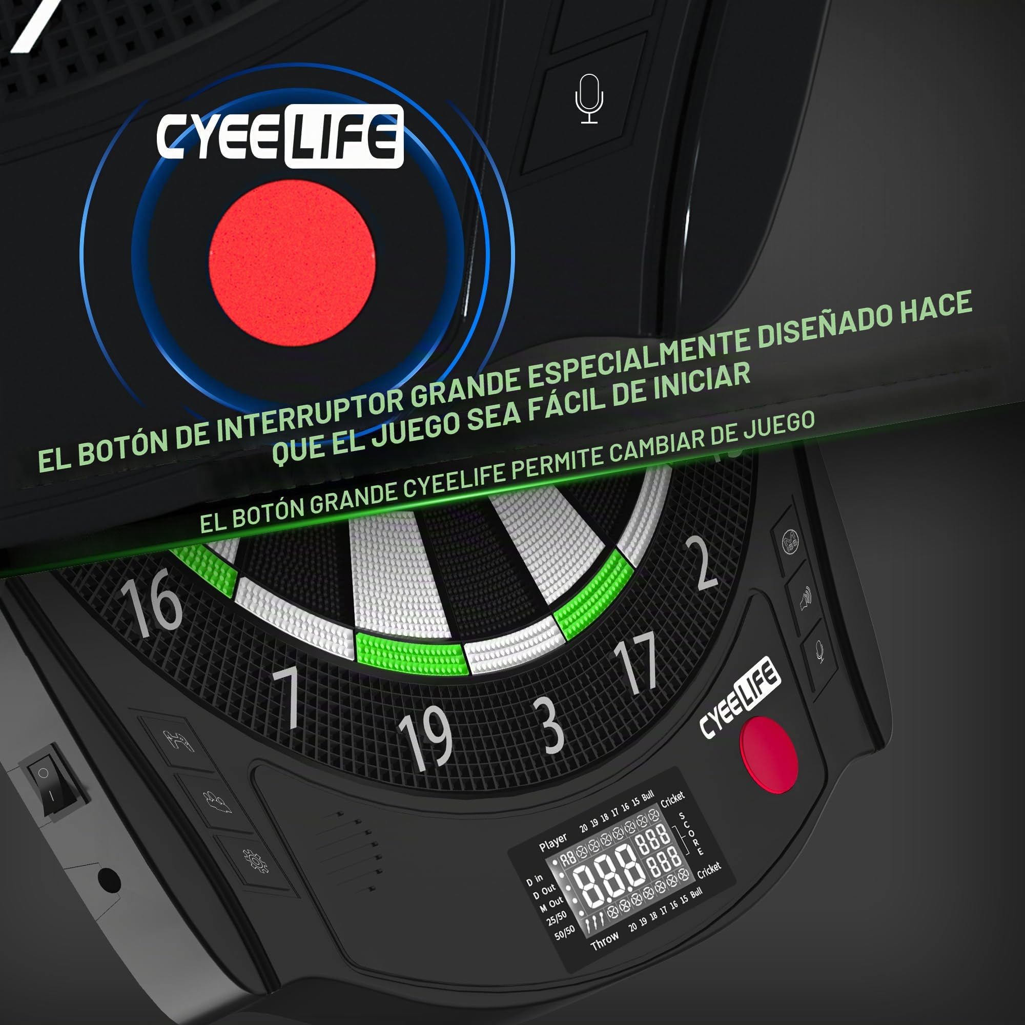 CyeeLife Diana electrónica con Dardos y Accesorios,Batería/Adaptador/alemán inglés ZD01J