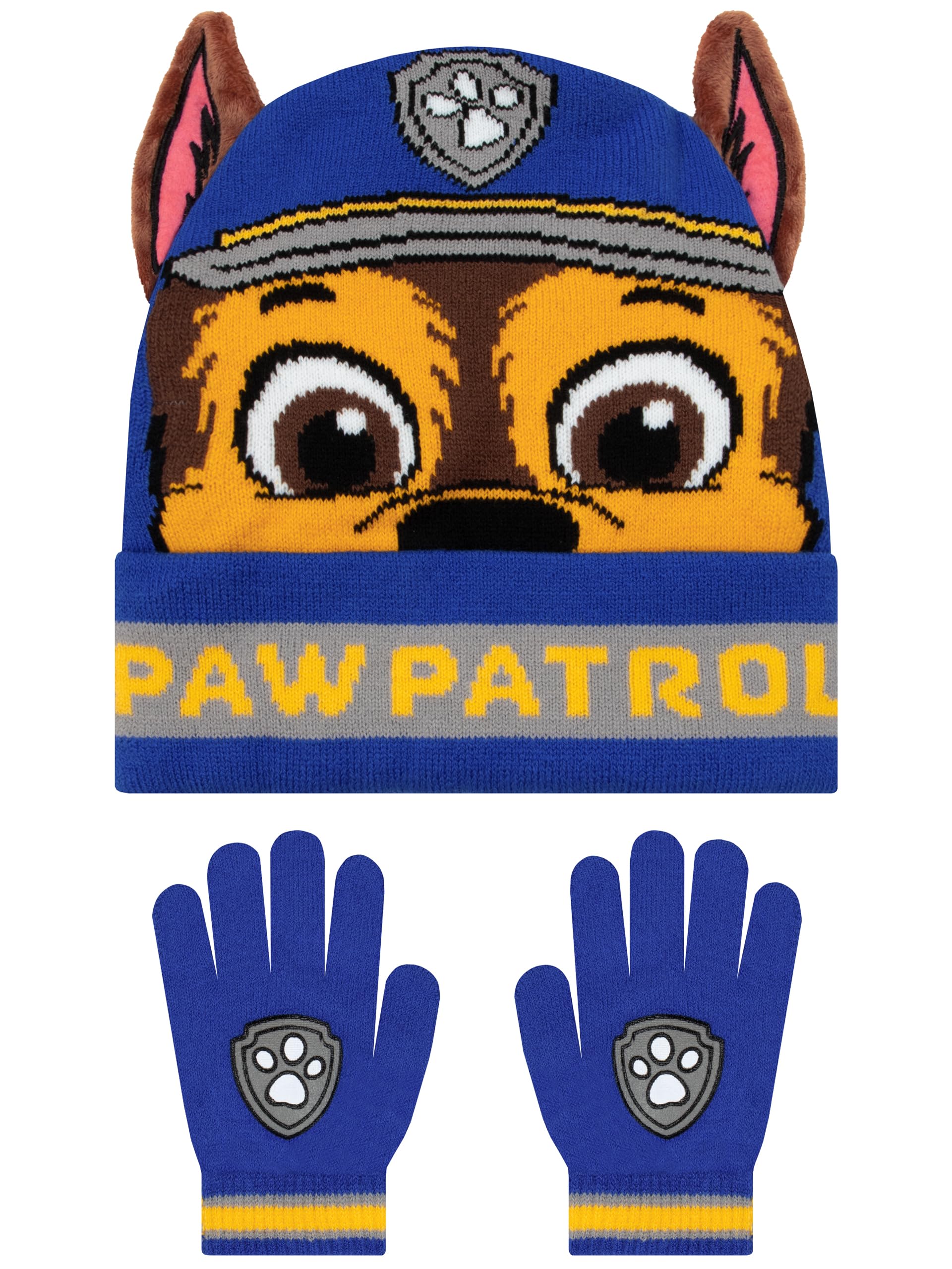 PAW Patrol Chase Winter Set | Boys Hat And Gloves Set | Kids Beanie And Gloves