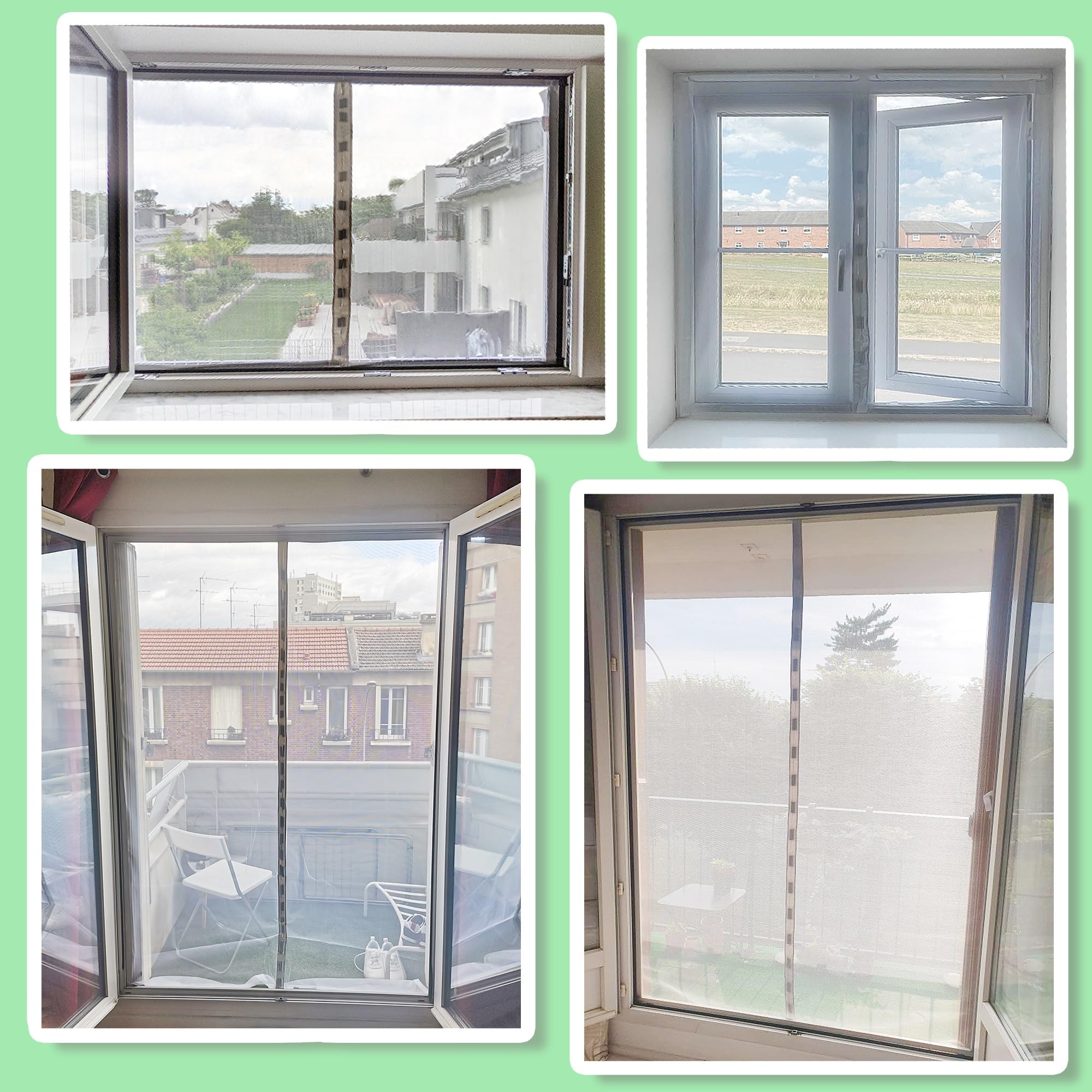 Moustiquaire Porte Rideau 340x170 Cm, Anti Mouche Anti Insecte Mouche Moustique Moustiquaire De Porte Facile à Installer Sans Percer Pour Porte D Entrée Intérieur Patio Blanc Version-Améliorée