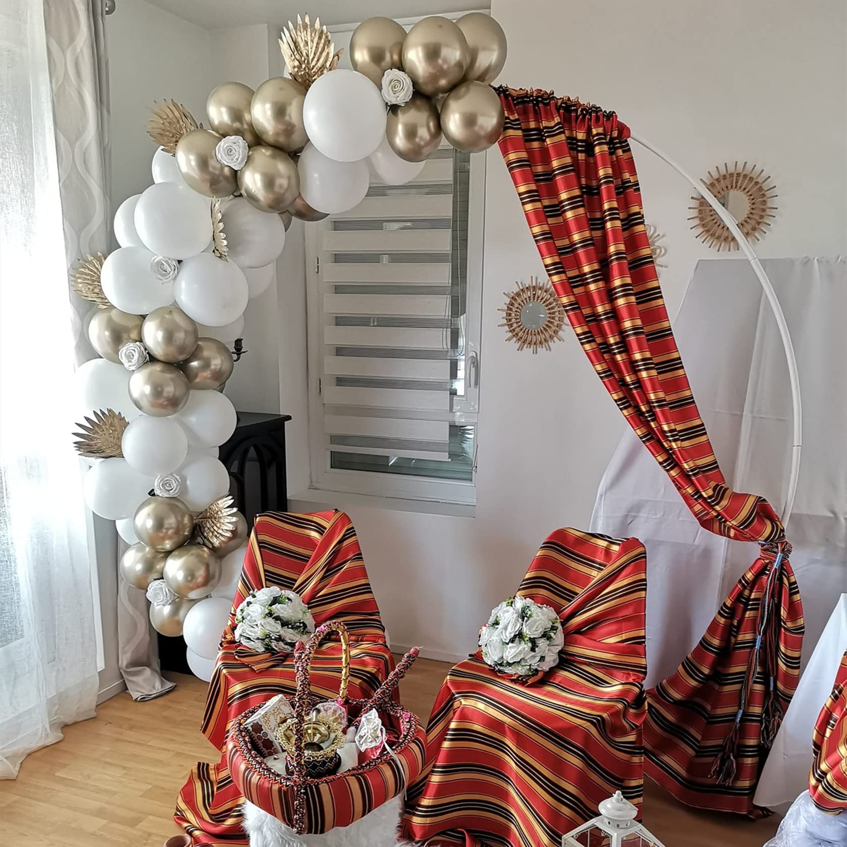 Eisenkreis Hochzeit Requisiten Bogen Hintergrund Runde Ring Bögen Blume Ballon Dekor - Tür Hintergrund Straße Führende Partei,Weiß,2m