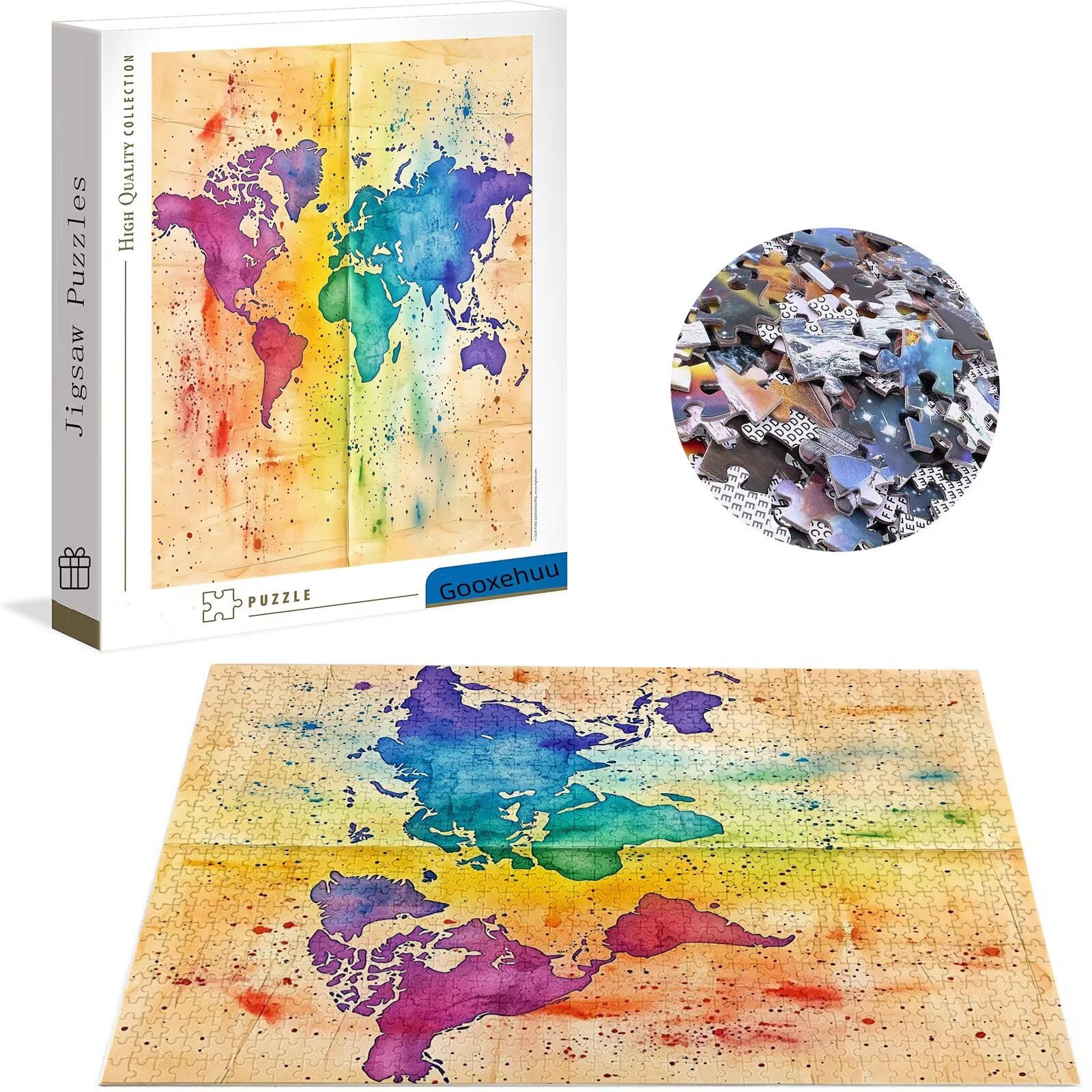 Puzzle 4000 elementów retro dla dorosłych, drewniane puzzle klasyczne puzzle mapa świata, puzzle dla dorosłych i dzieci, sprytne puzzle drewniana Jigsaw, gra zręcznościowa dla całej g715