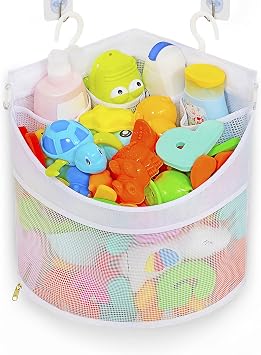Ligereza Baby Bath Toy Organizer, Quick Drying and Mould Proof, Corner Hang-Suspension Holder, Large Capacity Multi Use Shower Caddy White