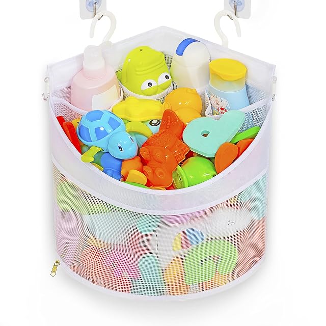 Ligereza Baby Bath Toy Organizer Quick Drying and Mould Proof Corner Hang-Suspension Holder Large Capacity Multi Use Shower