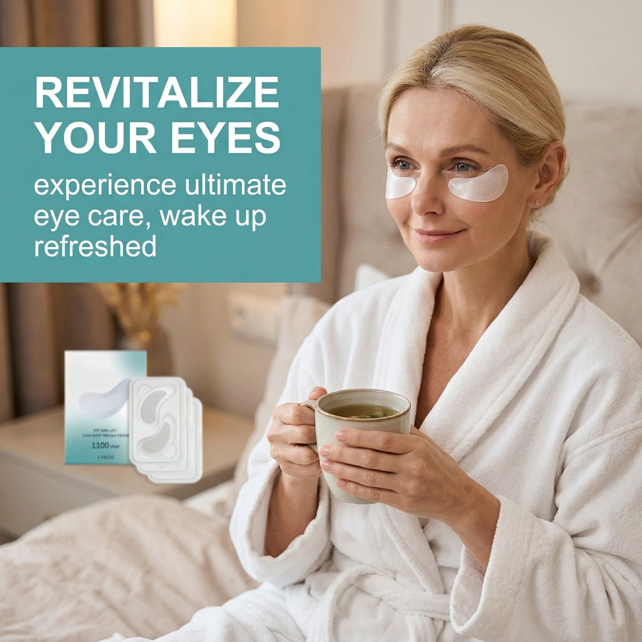 4 pièces Patchs pour les Yeux à Micro-aiguilles Dissolvantes, Soin Anti Cernes, Poche et Éclat | Patch Nano Microneedle avec Acide Hyaluronique, Peptides et Extraits de Naturels